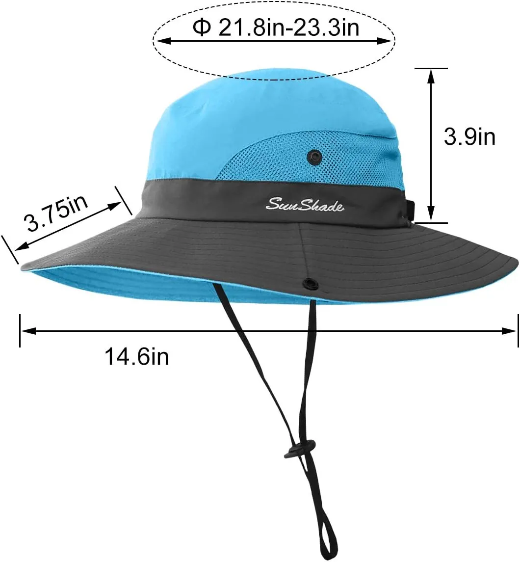 6 Pieces Womens Ponytail Wide Brim Sun Hat Packable UV Protection Beach Cap for Fishing & Hiking