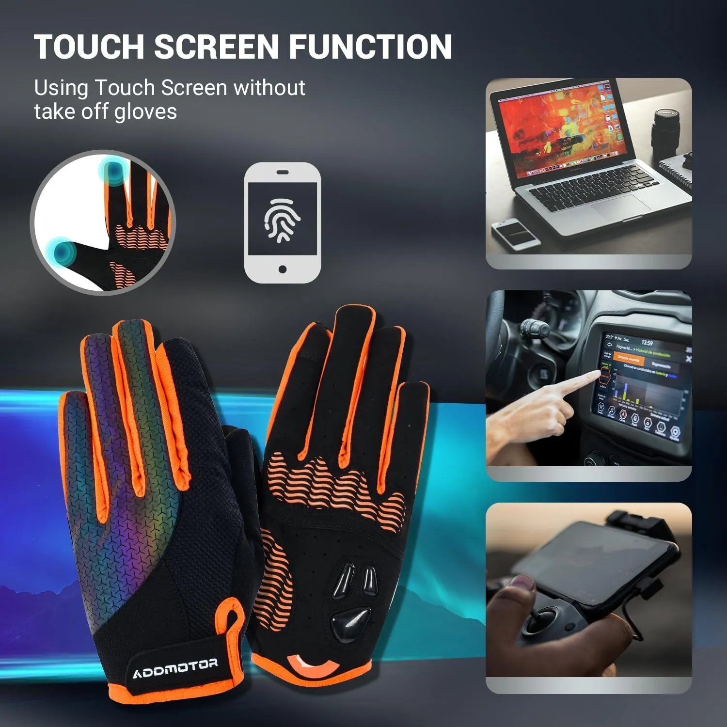 ADDMOTOR Winter Gloves for Men Women, Adjustable Touch Screen Anti-Slip, Thermal Workout Glove for Hiking Driving Running Bike Cycling Exercise for Cold Weather