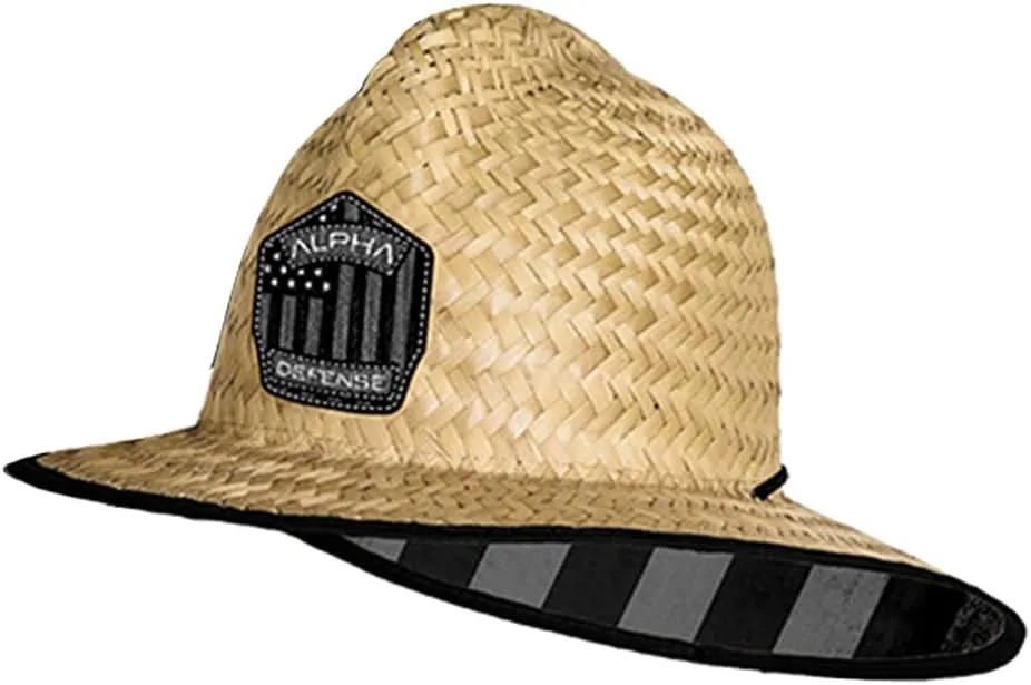 Alpha Defense Fire Co. Straw Hat - Under Brim Hat for Men and Women - Includes 1 Face Shield