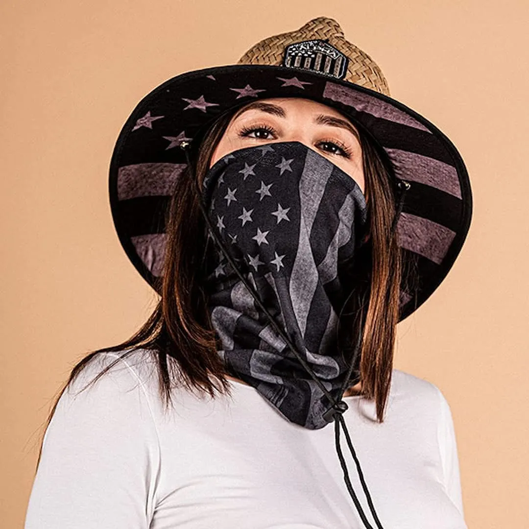 Alpha Defense Fire Co. Straw Hat - Under Brim Hat for Men and Women - Includes 1 Face Shield