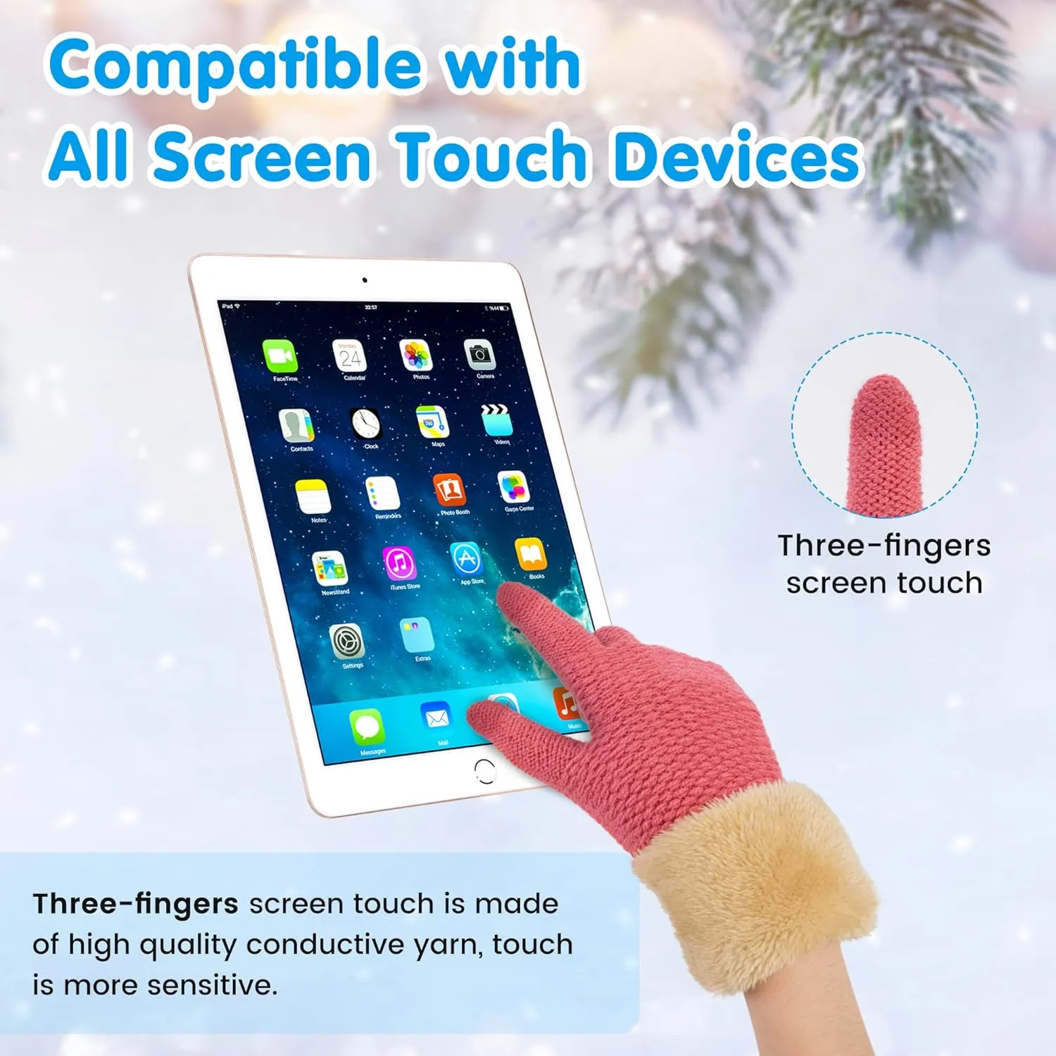 Arctic Paw Kids Winter Gloves 2 & 3 Pack - Touchscreen Knit Gloves with Faux Fur Cuff