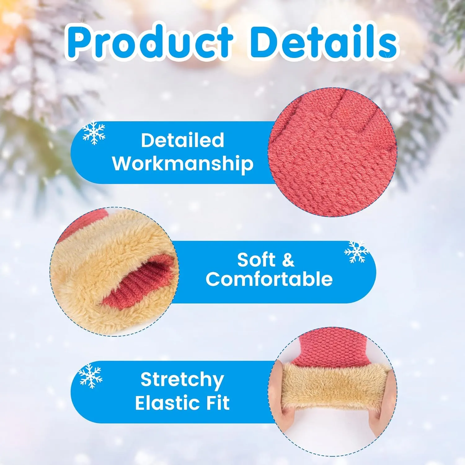 Arctic Paw Kids Winter Gloves 2 & 3 Pack - Touchscreen Knit Gloves with Faux Fur Cuff