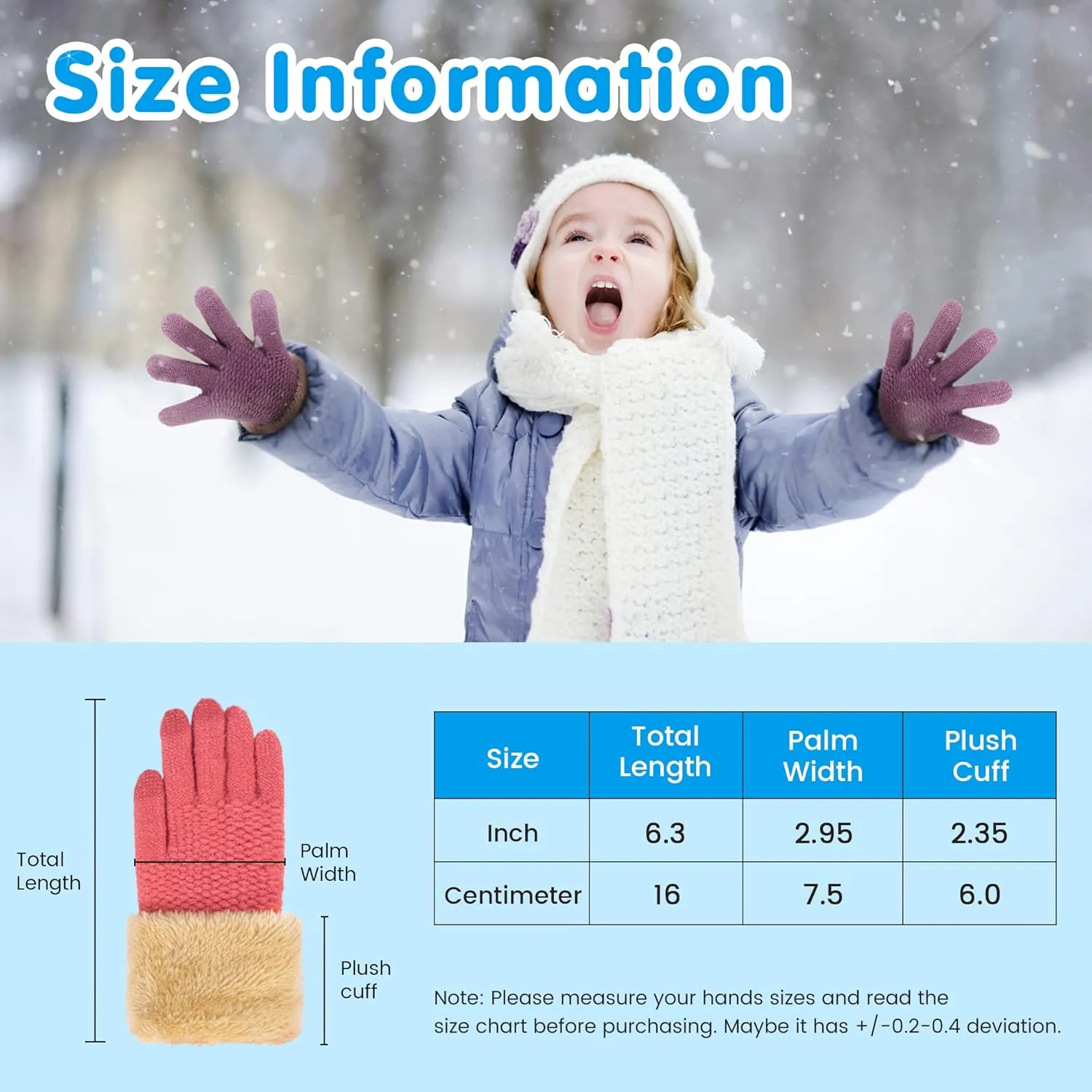 Arctic Paw Kids Winter Gloves 2 & 3 Pack - Touchscreen Knit Gloves with Faux Fur Cuff