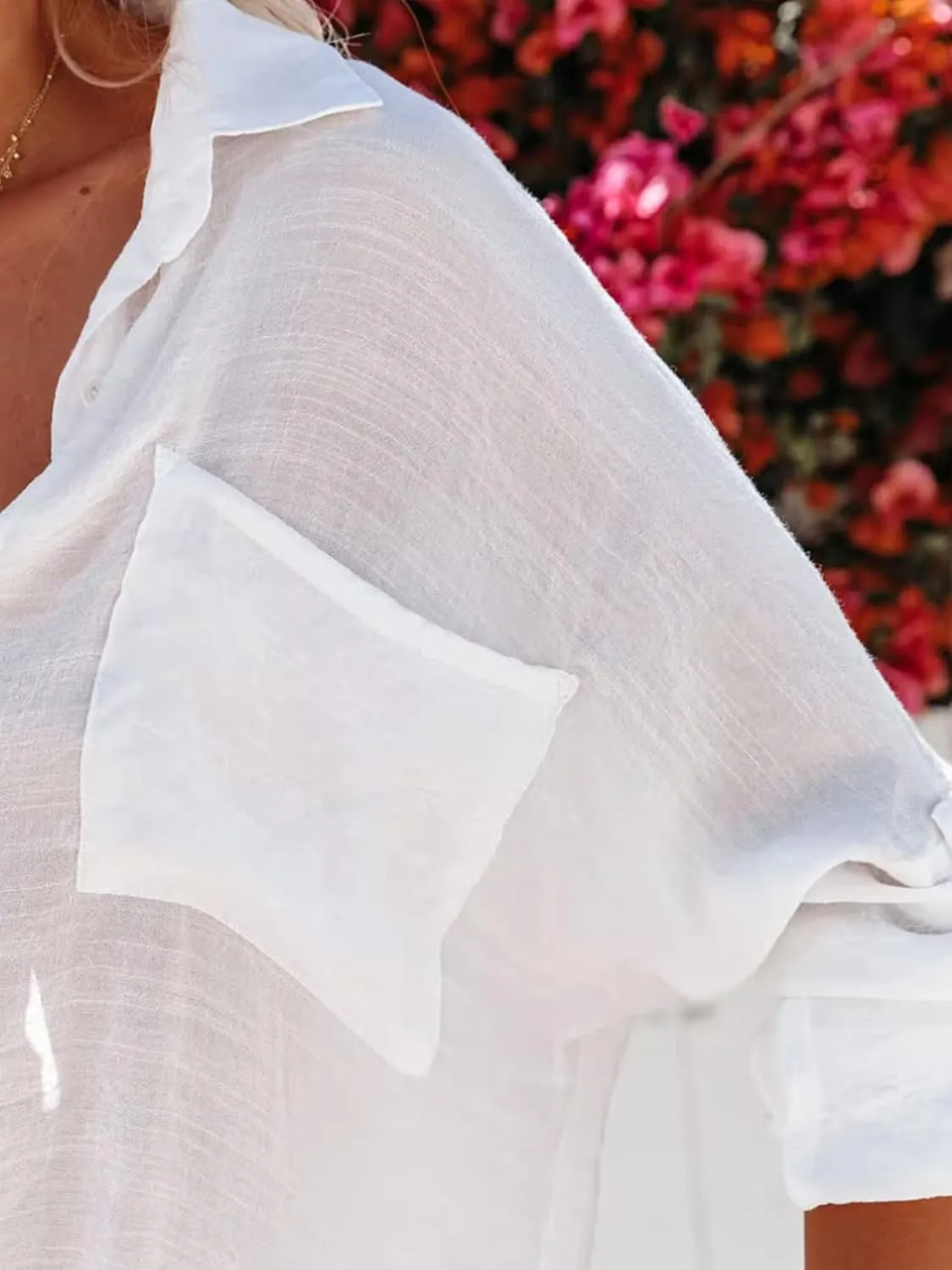 Breezy Lane Button Down Shirt for Women Beach Cover Up Long Sleeve Blouses