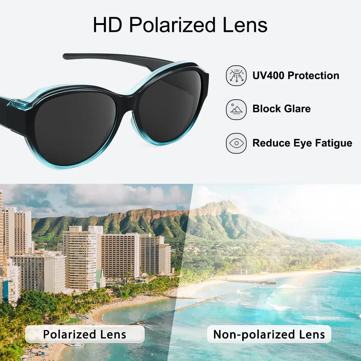 Br'Guras Polarized Oversized Fit over Sunglasses Wear over Glasses for Women Men Driving Riding