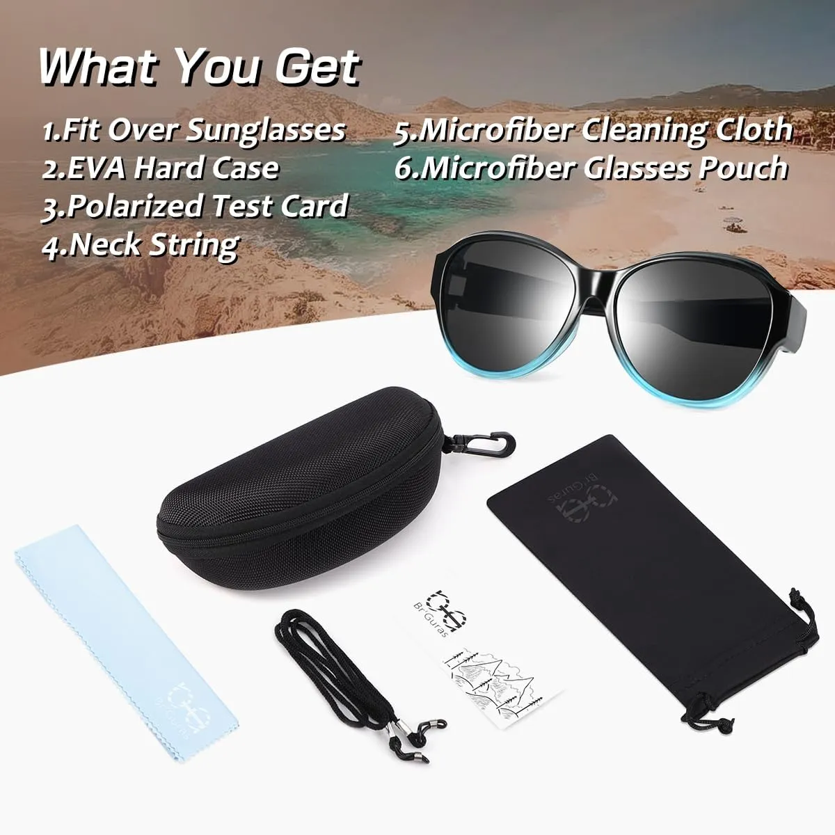 Br'Guras Polarized Oversized Fit over Sunglasses Wear over Glasses for Women Men Driving Riding
