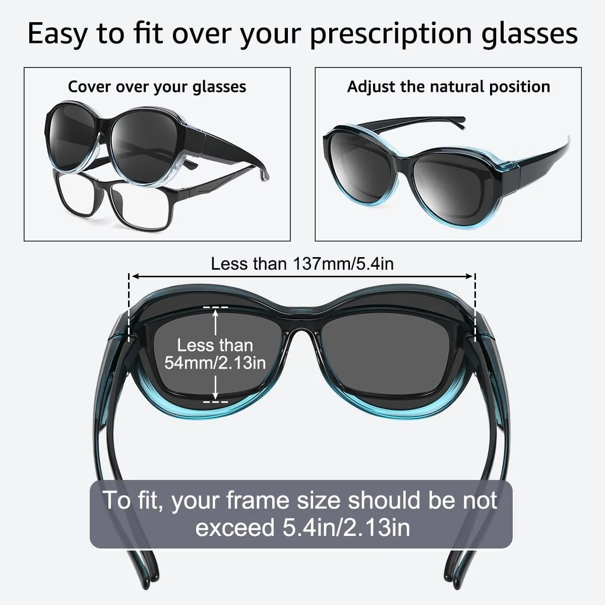 Br'Guras Polarized Oversized Fit over Sunglasses Wear over Glasses for Women Men Driving Riding