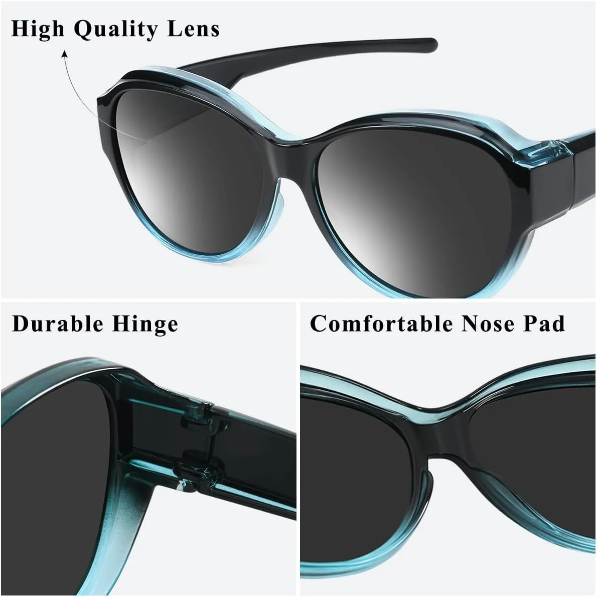 Br'Guras Polarized Oversized Fit over Sunglasses Wear over Glasses for Women Men Driving Riding
