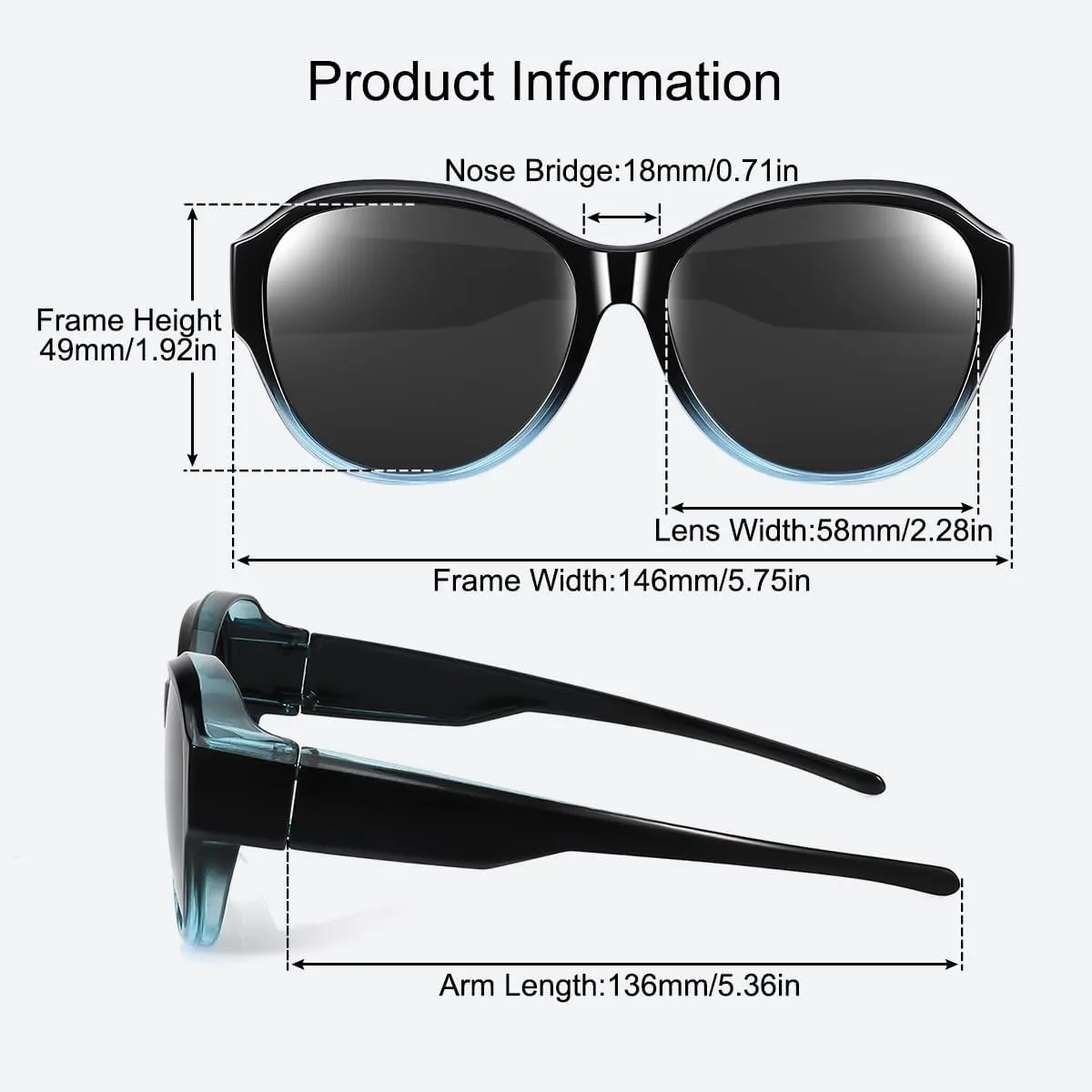 Br'Guras Polarized Oversized Fit over Sunglasses Wear over Glasses for Women Men Driving Riding
