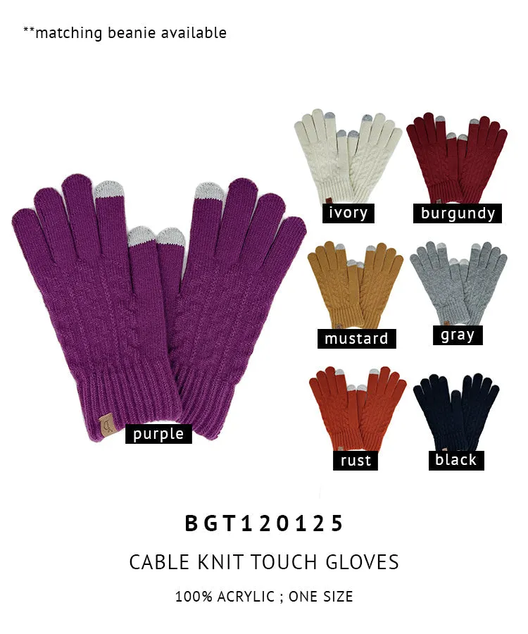 Cable Knit Touch Gloves