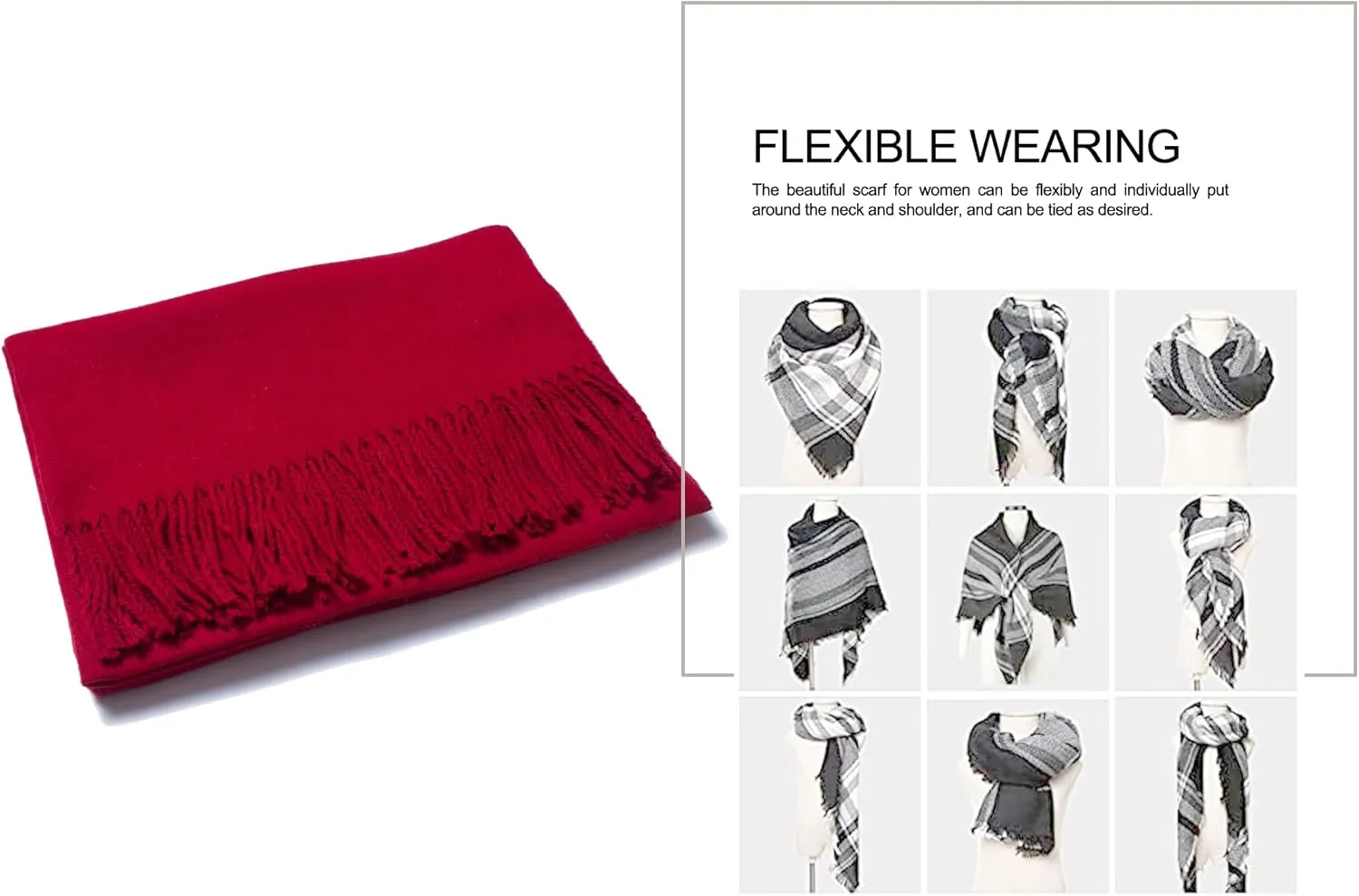 Cashmere Blend Solid Color Scarfs for Women Winter Scarves for Women Pashmina Shawls And Wraps Wool Scarf