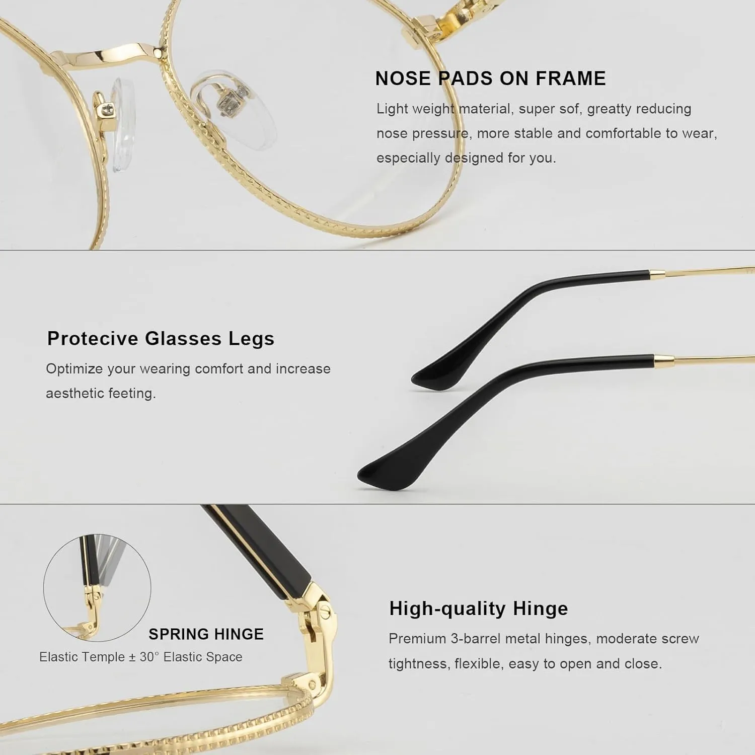 Classic Round Polygon Reading Glasses for Men Women Light Blocking Computer Readers Spring Hinge Metal Frame