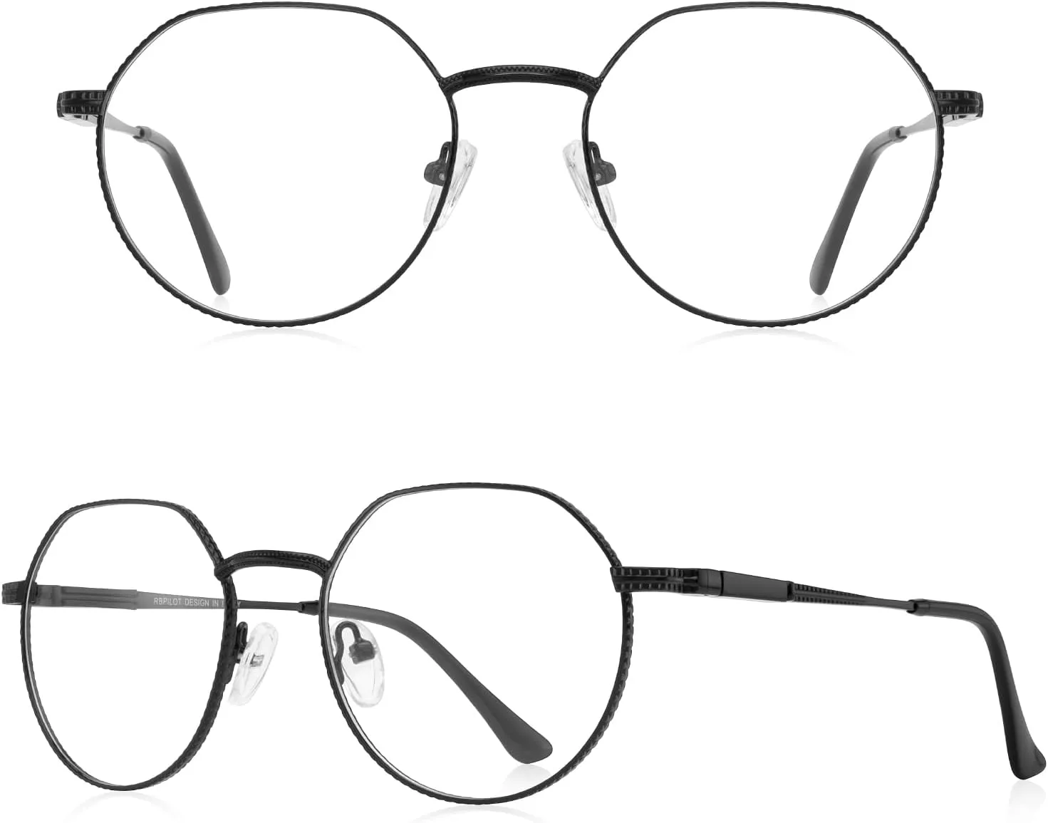 Classic Round Polygon Reading Glasses for Men Women Light Blocking Computer Readers Spring Hinge Metal Frame