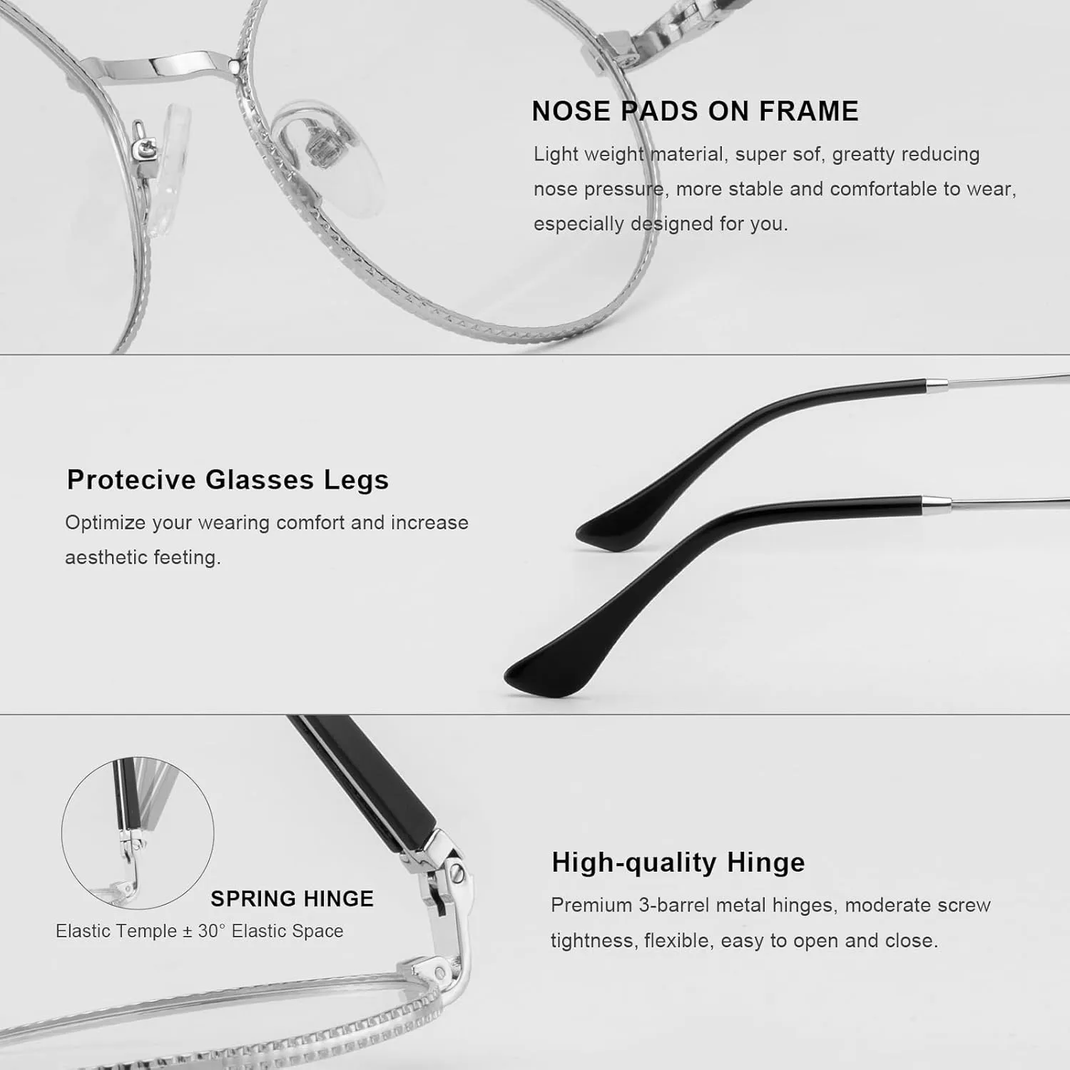 Classic Round Polygon Reading Glasses for Men Women Light Blocking Computer Readers Spring Hinge Metal Frame