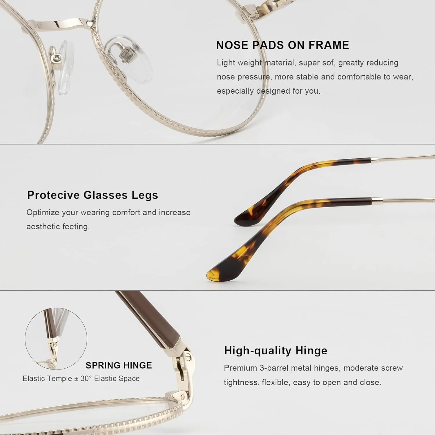 Classic Round Polygon Reading Glasses for Men Women Light Blocking Computer Readers Spring Hinge Metal Frame