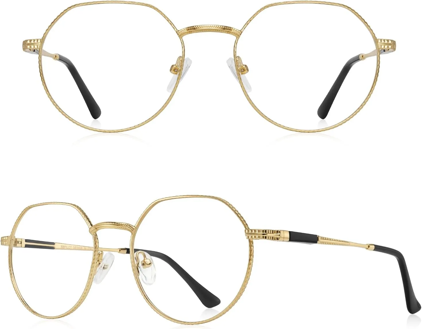 Classic Round Polygon Reading Glasses for Men Women Light Blocking Computer Readers Spring Hinge Metal Frame