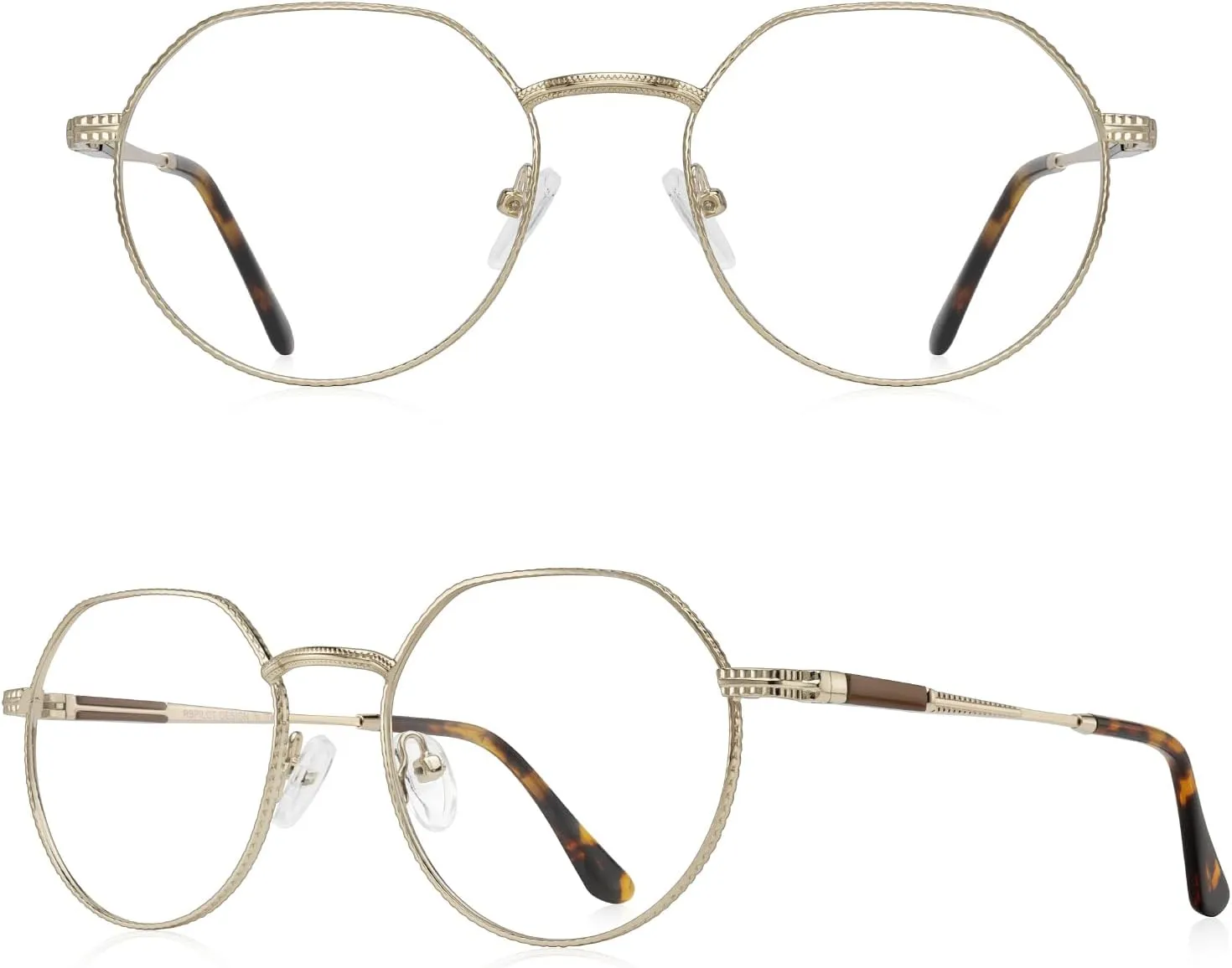 Classic Round Polygon Reading Glasses for Men Women Light Blocking Computer Readers Spring Hinge Metal Frame