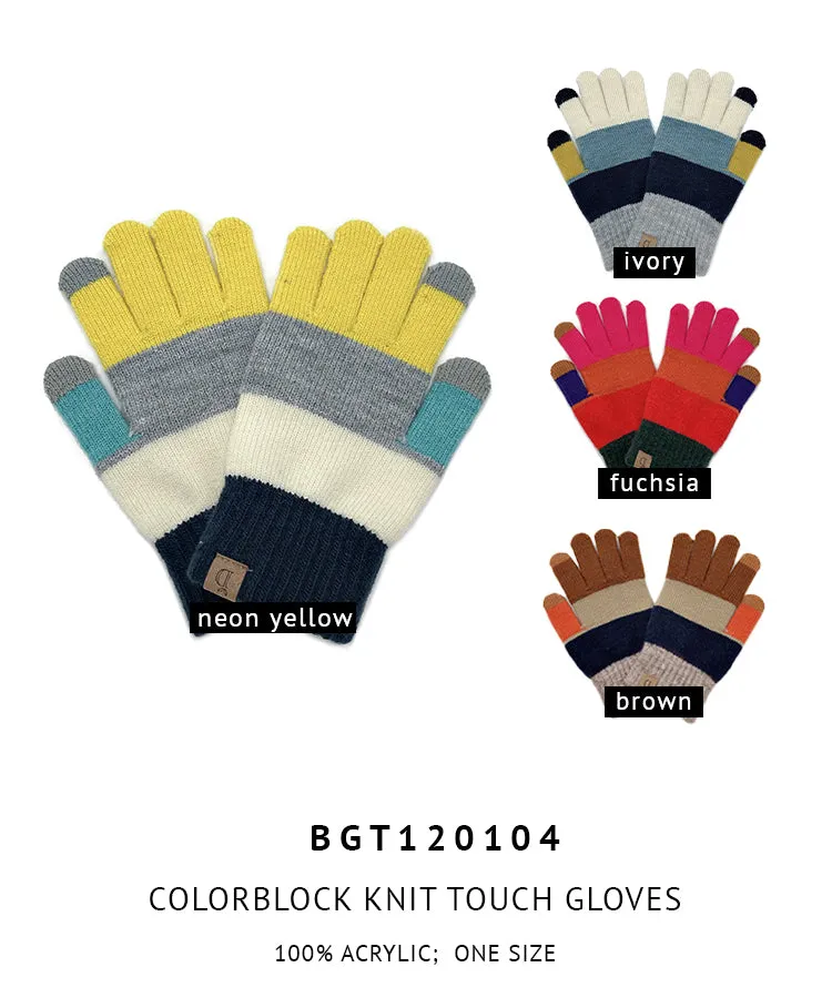 Colorblock Knit Touch Gloves