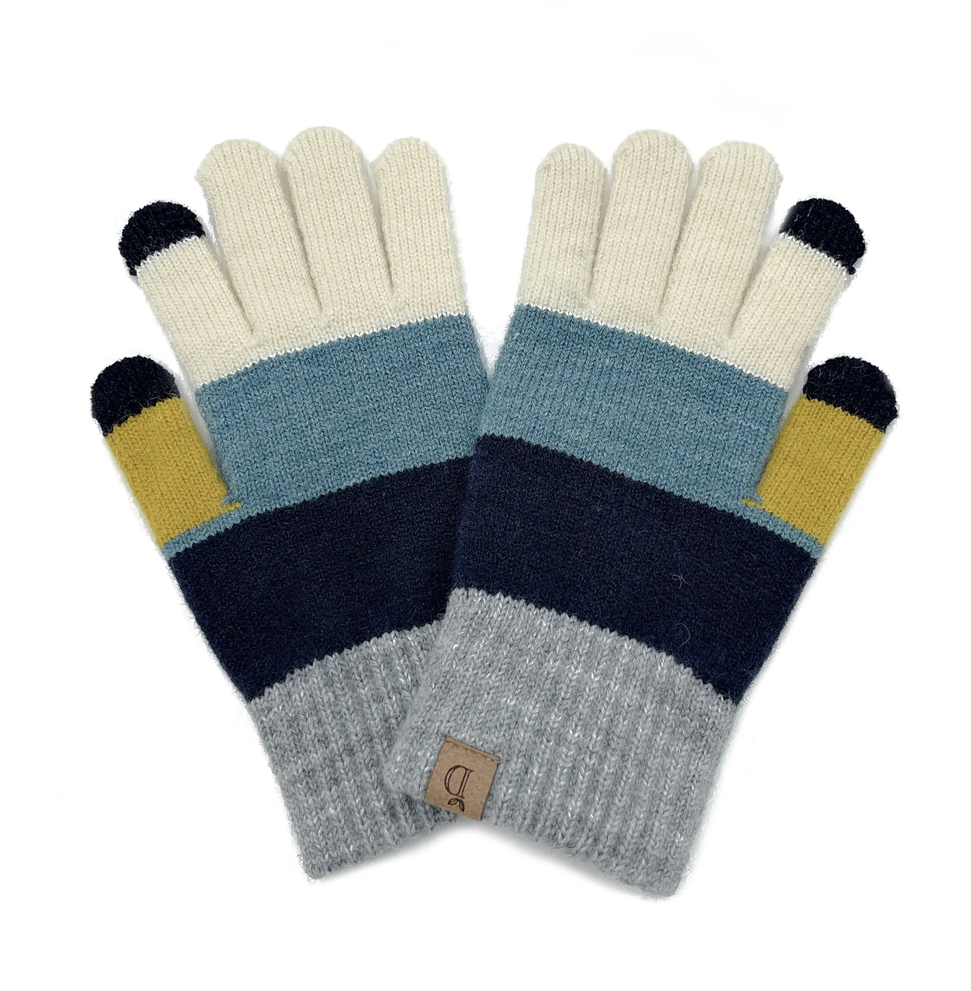 Colorblock Knit Touch Gloves