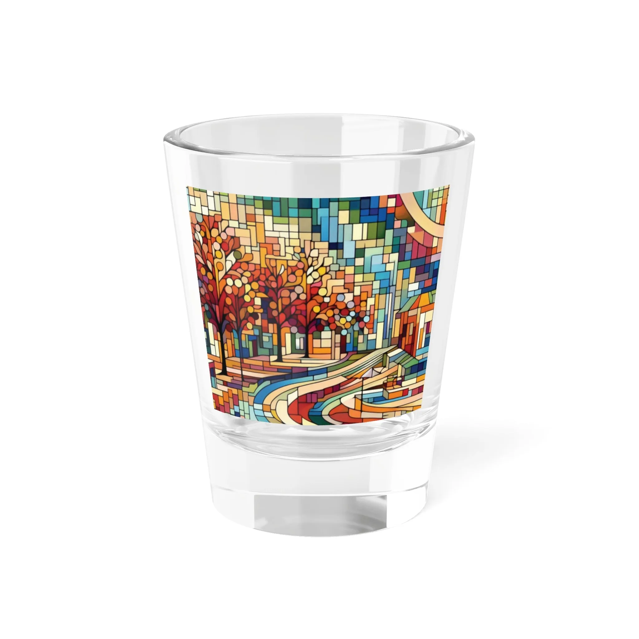 Colorful minimal city depiction Shot Glass, 1.5oz