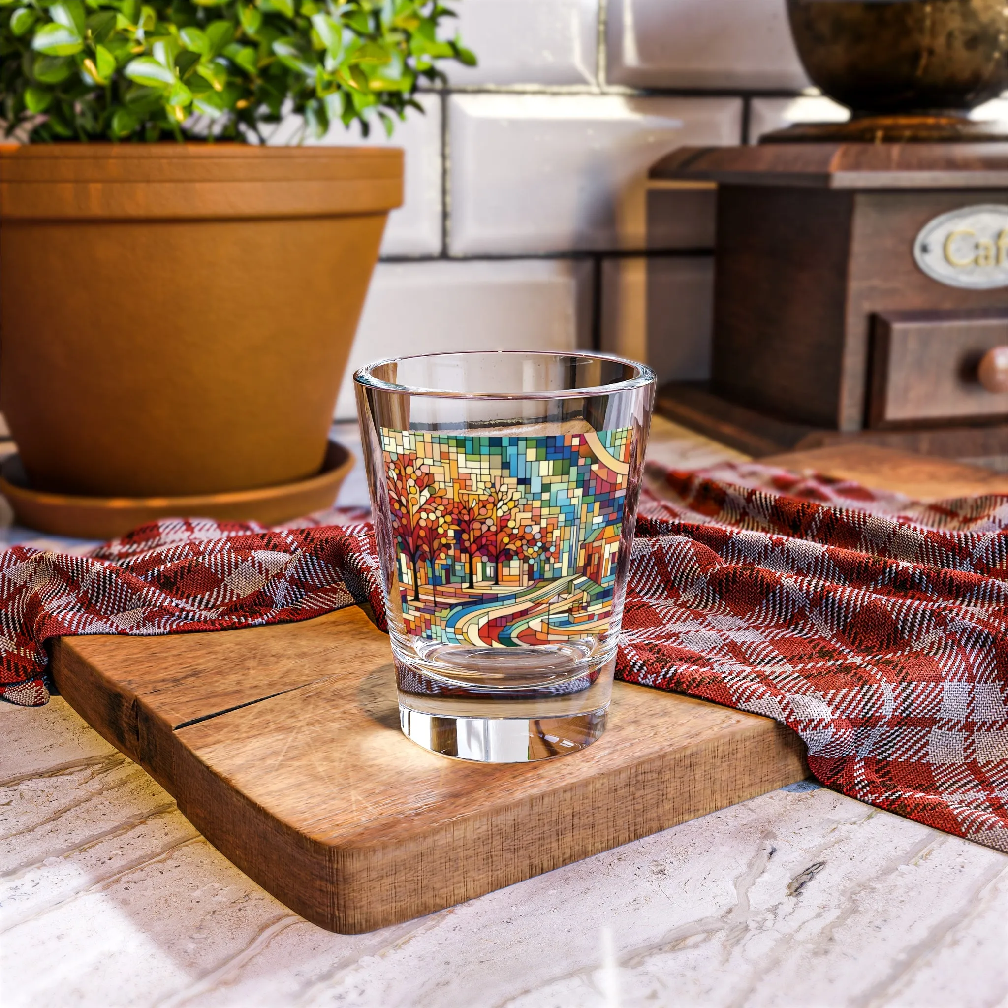 Colorful minimal city depiction Shot Glass, 1.5oz