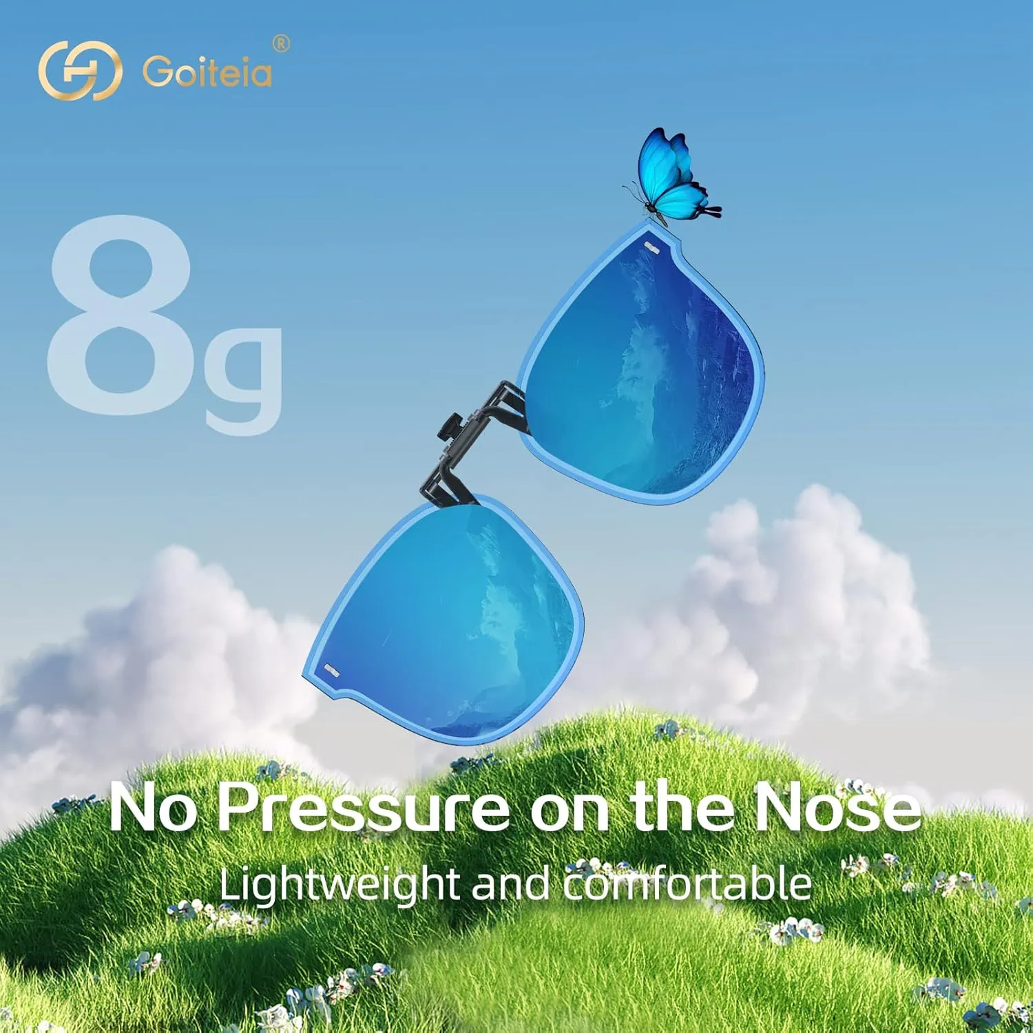 Goiteia Polarized Oversized Polarized Flip up Clip on Sunglasses over Prescription Glasses for Fashion Women UV400 Protection