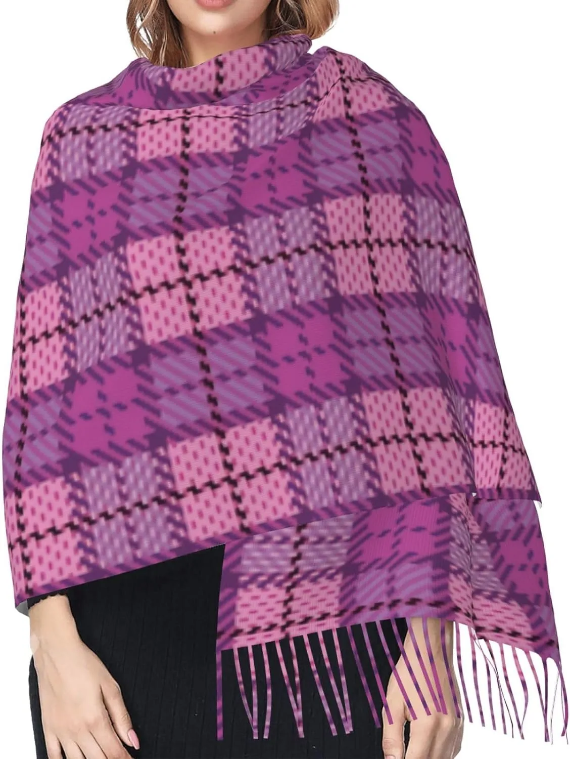 Halloween Tartan Plaid Scottish Cage Imitation Cashmere Tassel Scarf Winter Scarf Autumn Softest Classic Warm