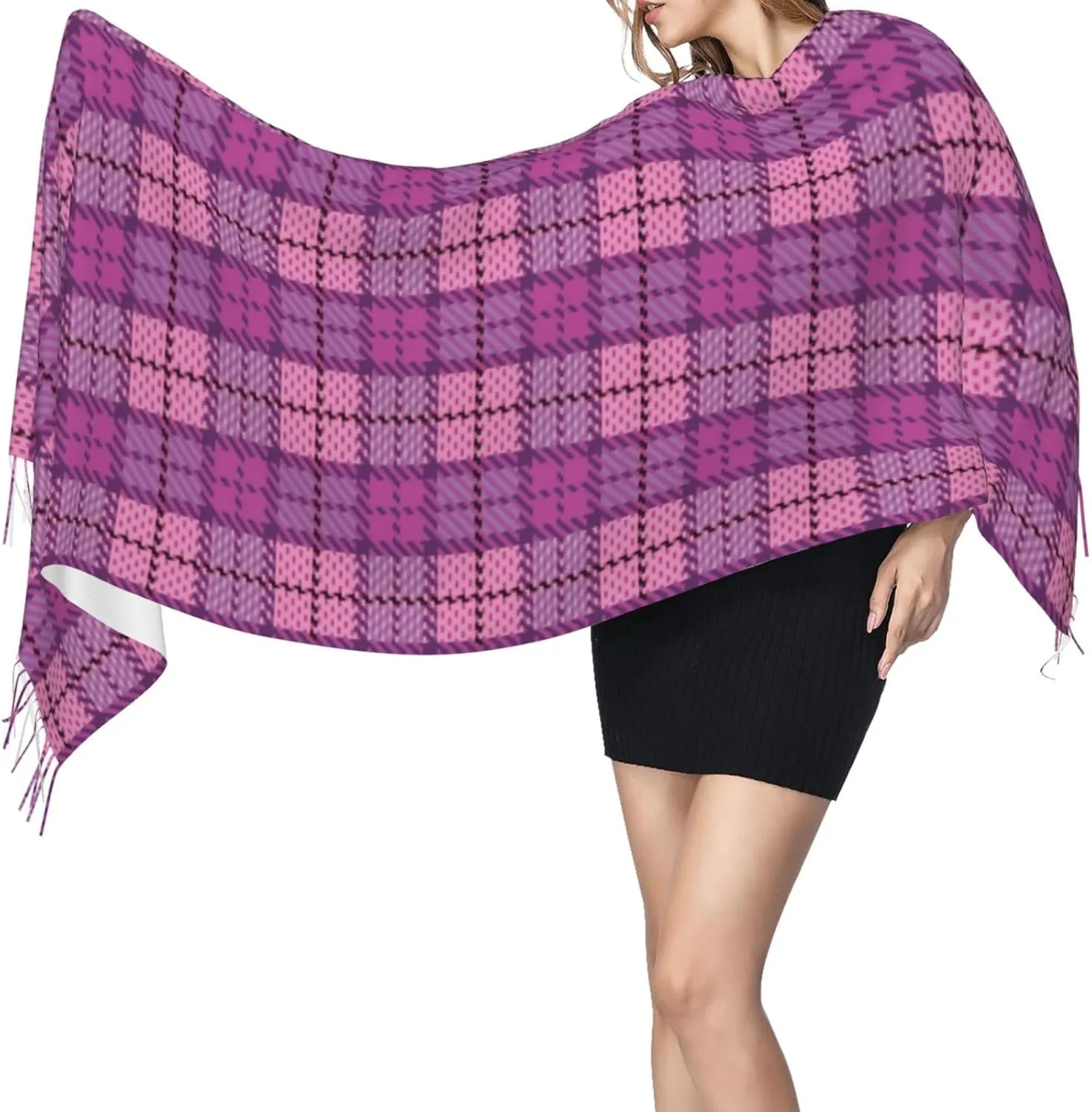 Halloween Tartan Plaid Scottish Cage Imitation Cashmere Tassel Scarf Winter Scarf Autumn Softest Classic Warm
