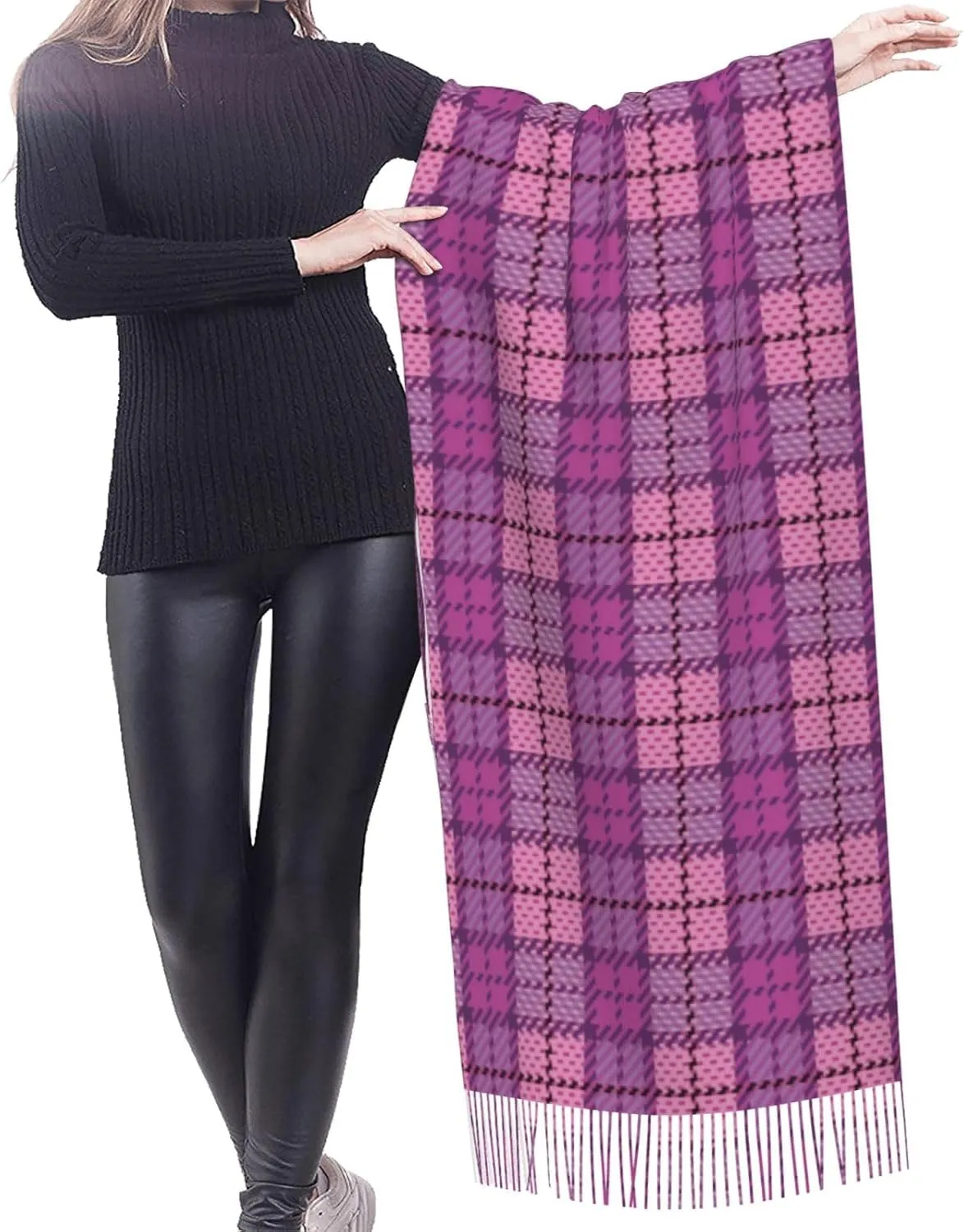Halloween Tartan Plaid Scottish Cage Imitation Cashmere Tassel Scarf Winter Scarf Autumn Softest Classic Warm