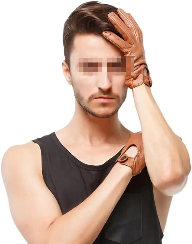 Hgvcfcv Men Cool Motorcycle Driving Gloves Full Finger Sports Breathable Leather Gloves Men