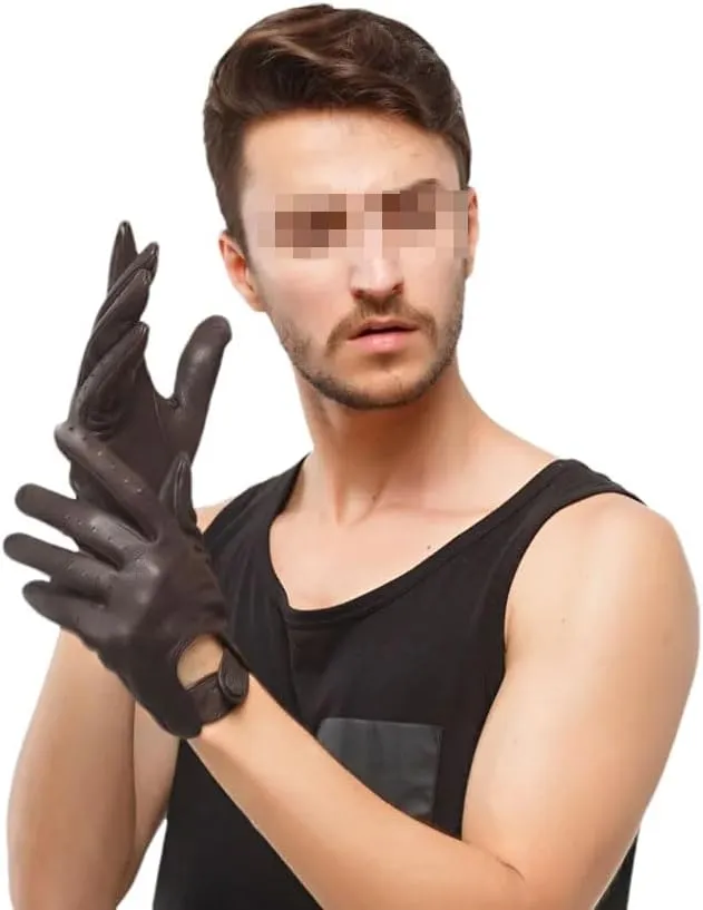Hgvcfcv Men Cool Motorcycle Driving Gloves Full Finger Sports Breathable Leather Gloves Men