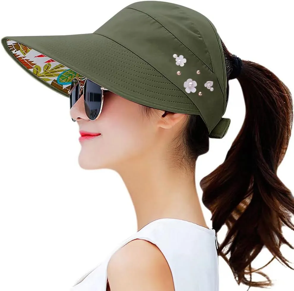 HINDAWI Sun Hats for Women Wide Brim Sun Hat UV Protection Caps Floppy Beach Packable Visor