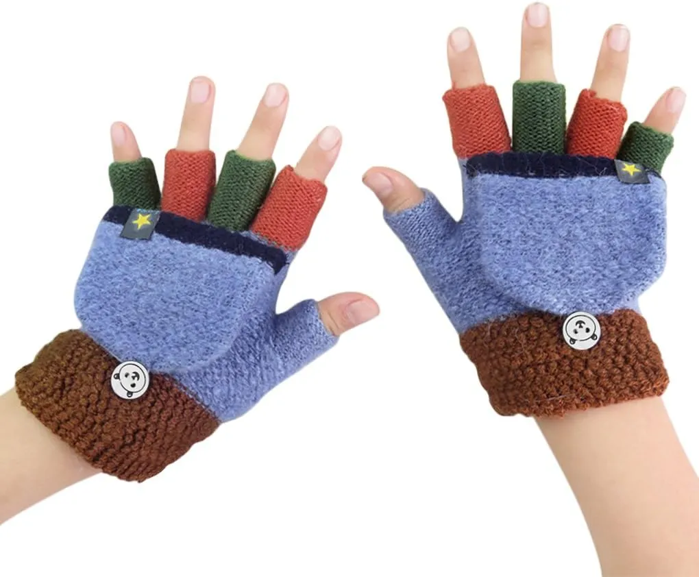 Kids Gloves Fingerless Gloves Ski Mittens Insulated Texting Gloves Mitten Cover