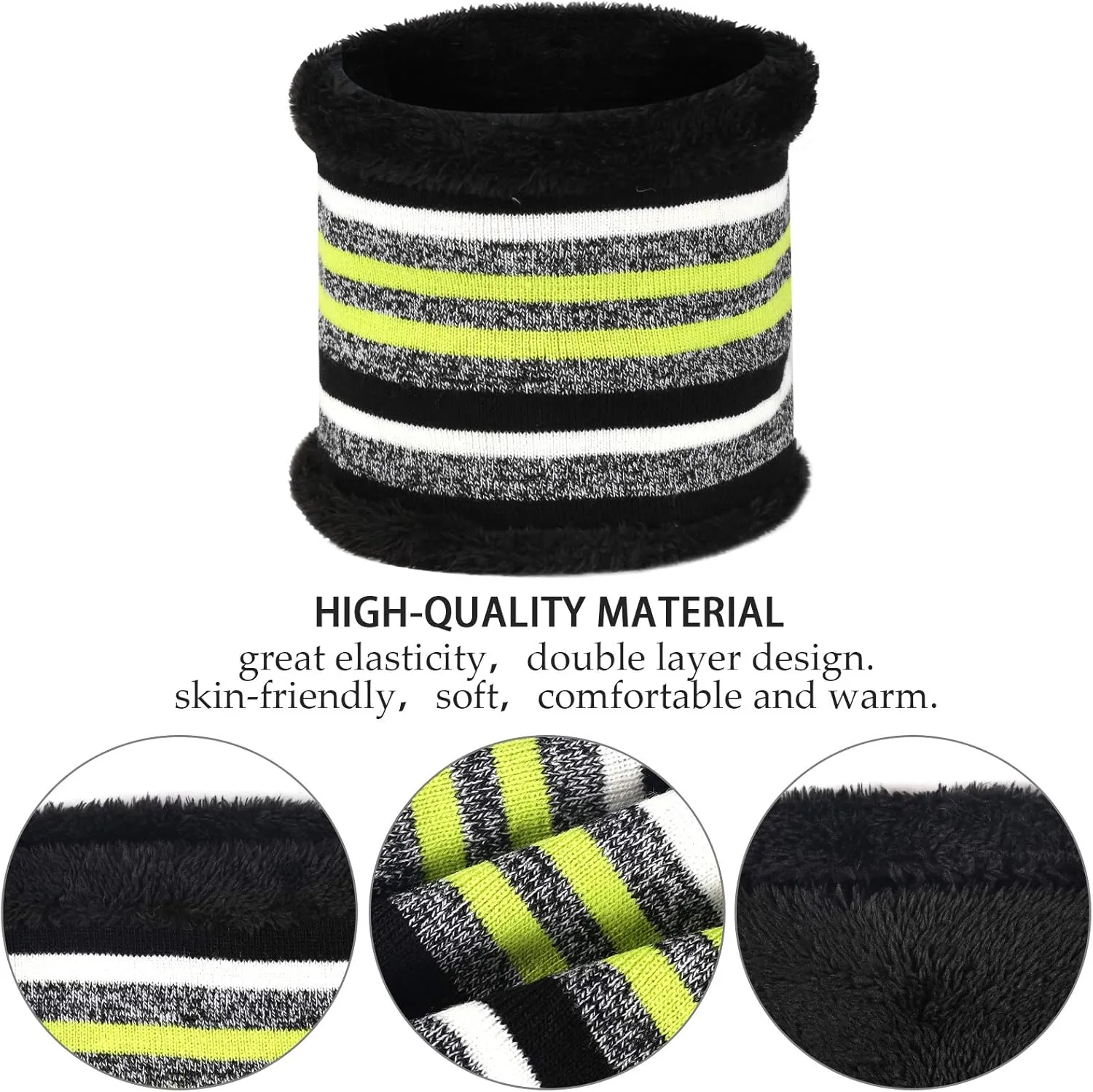 Kids Toddlers Winter Knit Warm Beanie Hat Scarf Gloves Set for Boys Girls Age 2-7, Pompom Cap Neck Warmer Gloves Fleece Lined