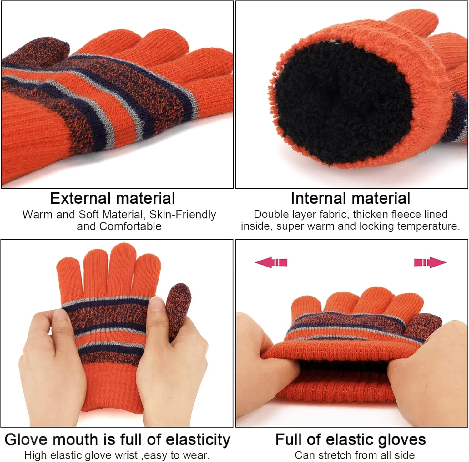 Kids Toddlers Winter Knit Warm Beanie Hat Scarf Gloves Set for Boys Girls Age 2-7, Pompom Cap Neck Warmer Gloves Fleece Lined