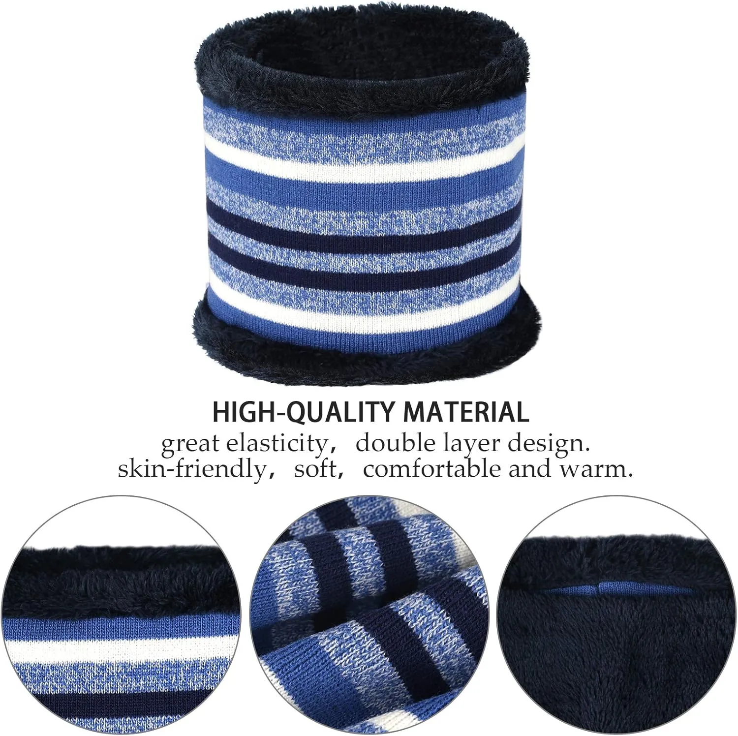 Kids Toddlers Winter Knit Warm Beanie Hat Scarf Gloves Set for Boys Girls Age 2-7, Pompom Cap Neck Warmer Gloves Fleece Lined