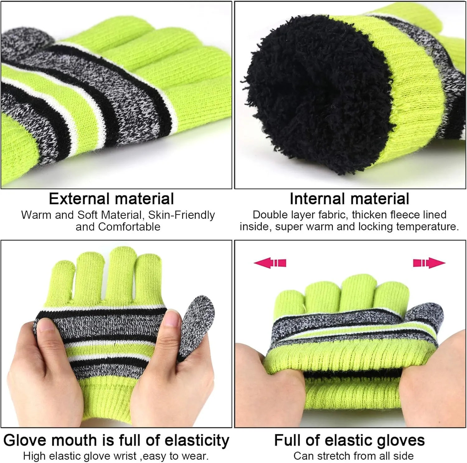 Kids Toddlers Winter Knit Warm Beanie Hat Scarf Gloves Set for Boys Girls Age 2-7, Pompom Cap Neck Warmer Gloves Fleece Lined