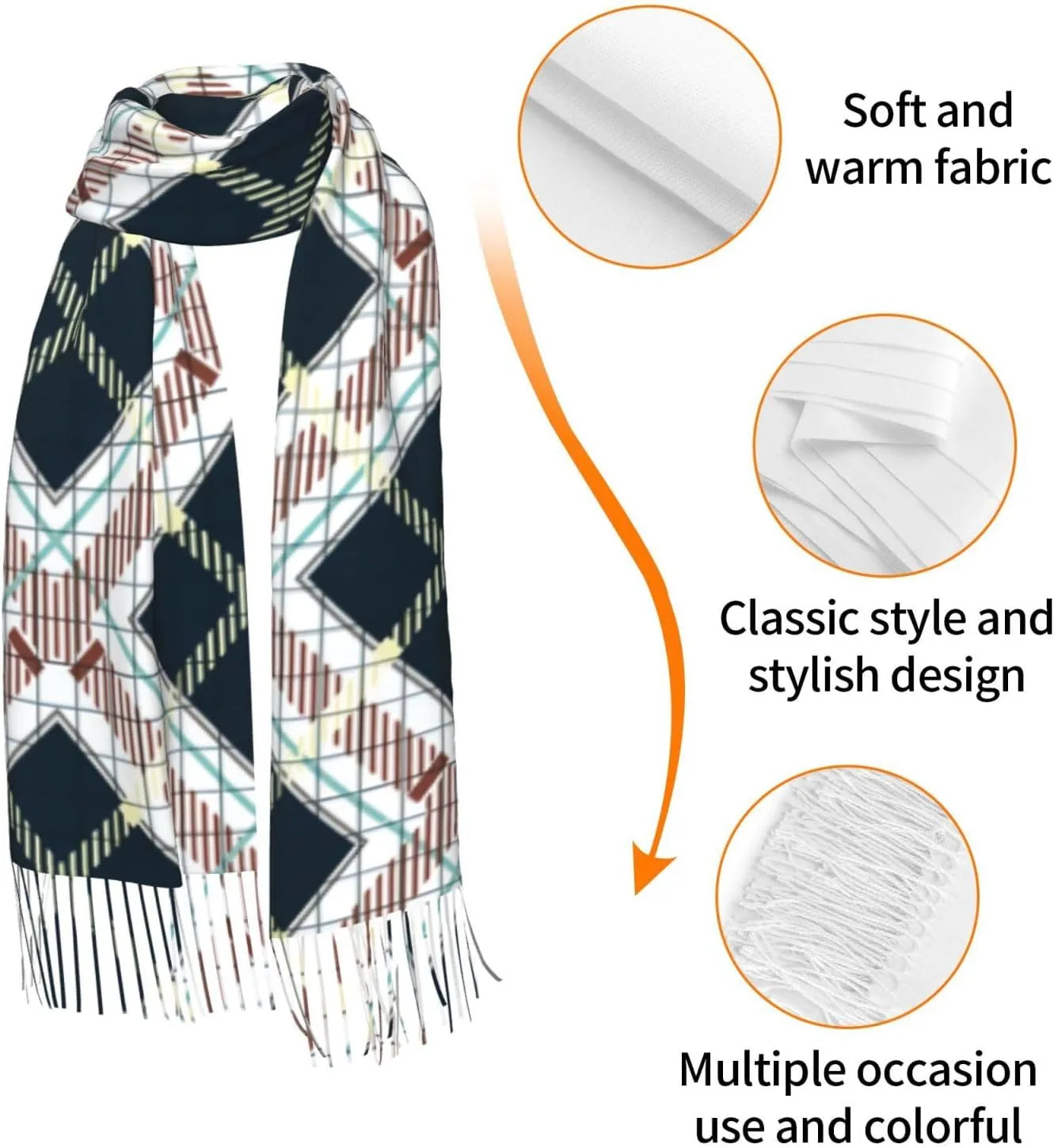 Macgregor Ancient Scottish Tartan Imitation Cashmere Tassel Scarf Winter Scarf Autumn Softest Classic Warm
