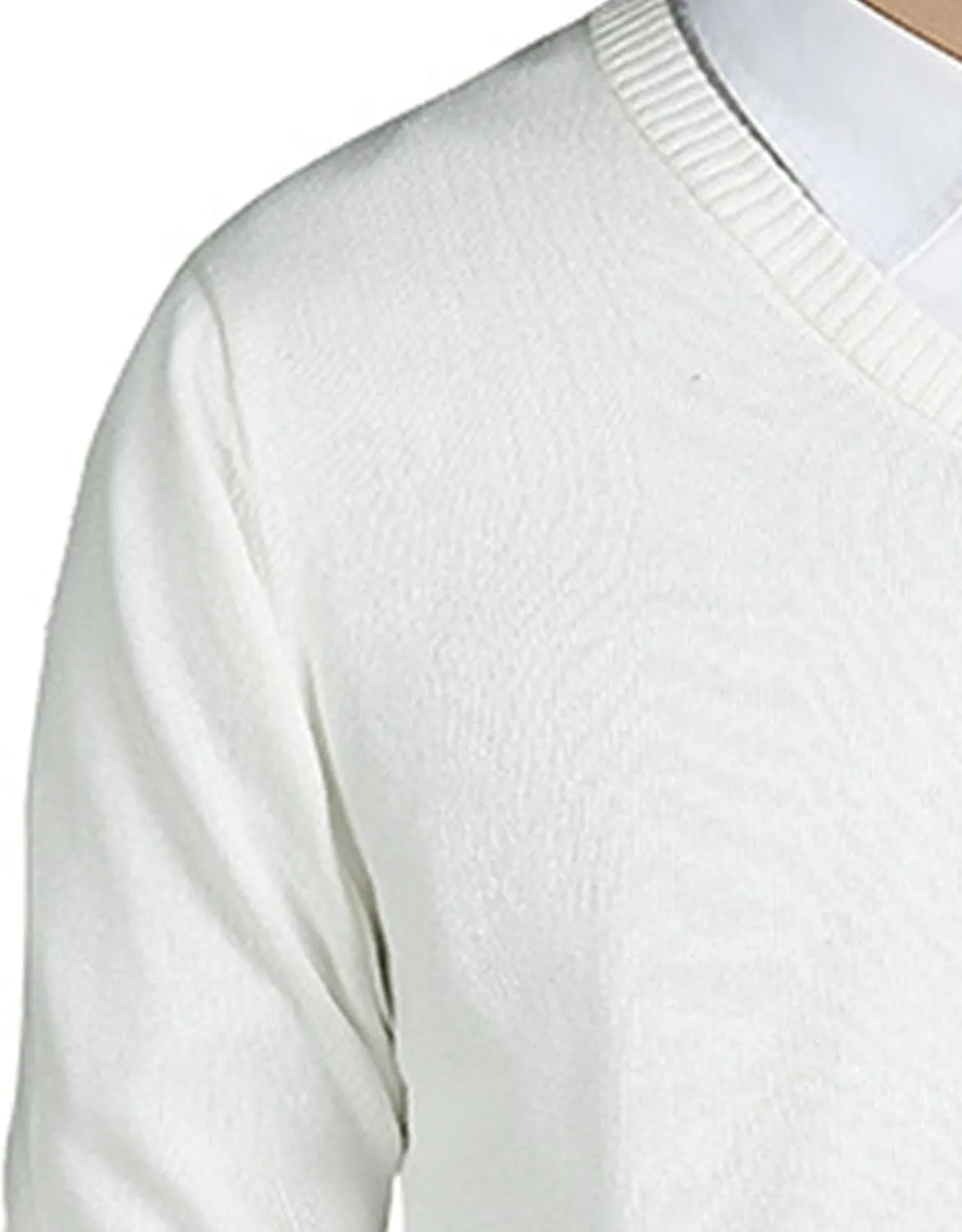 Men's Essential Long Sleeve V-Neck Sweater Soft Touch Slim Pullover Regular Fit Cotton Sweater