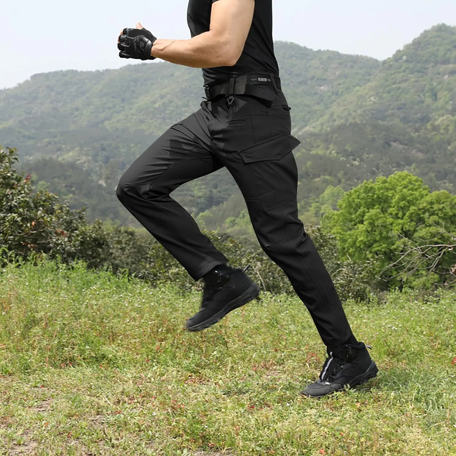 Men's Tactical Cargo Pants Water Resistant Lightweight Hiking Sweatpants Outdoor Work Pants with Pockets