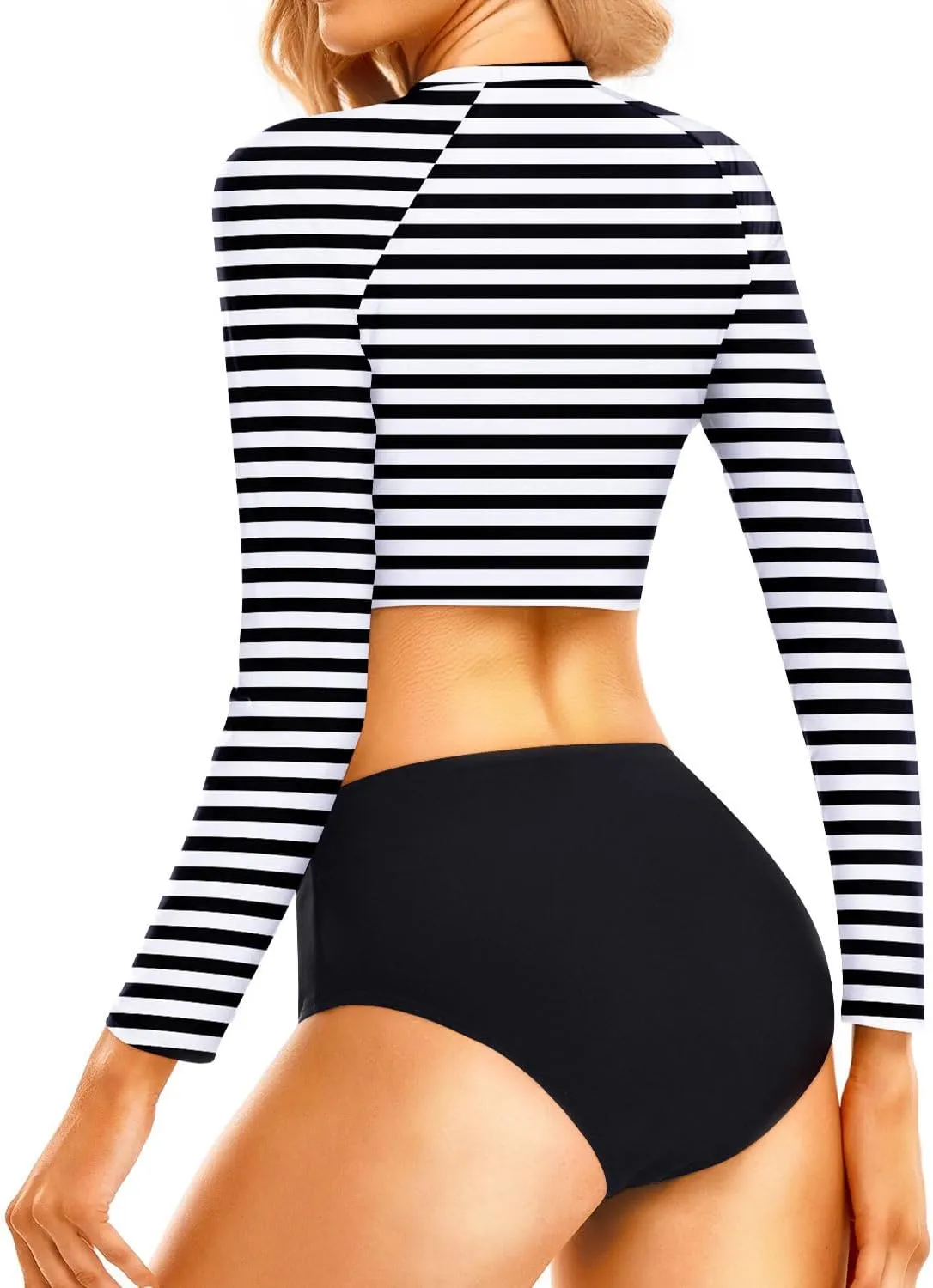 Pinup Fashion Long Sleeve Rash Guard - 2 Piece Swimsuit Bathing Suits with Bottom Swim Top UV UPF 50 