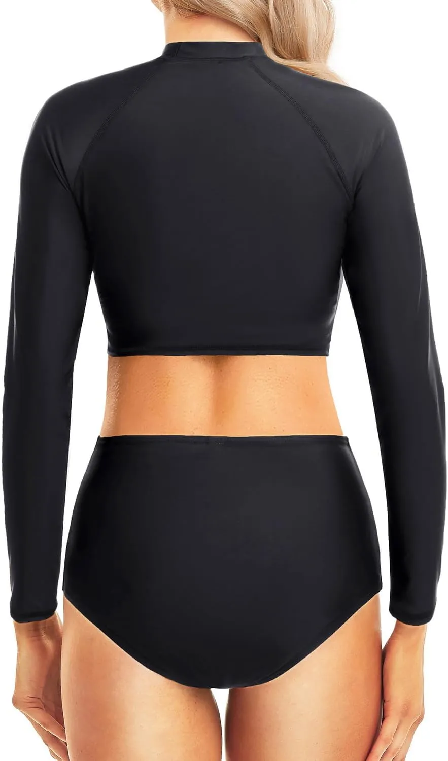 Pinup Fashion Long Sleeve Rash Guard - 2 Piece Swimsuit Bathing Suits with Bottom Swim Top UV UPF 50 