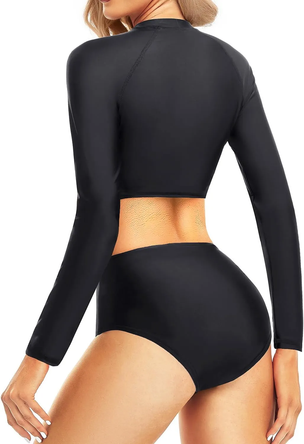 Pinup Fashion Long Sleeve Rash Guard - 2 Piece Swimsuit Bathing Suits with Bottom Swim Top UV UPF 50 