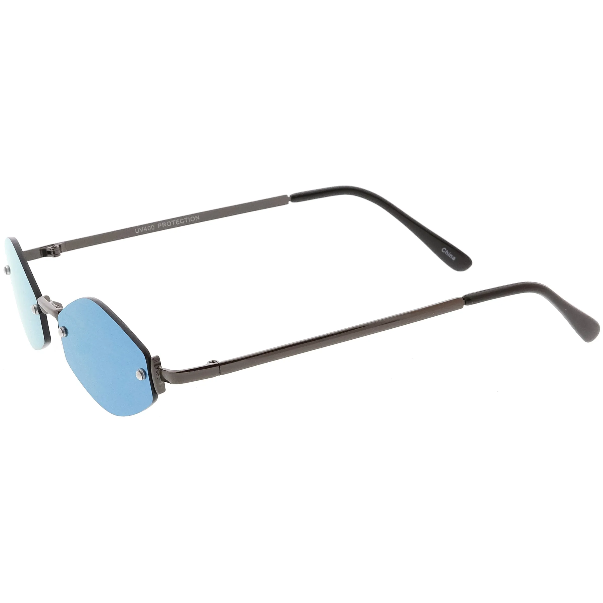 Retro 1990's Small Geometric Hexagon Mirrored Lens Sunglasses C592