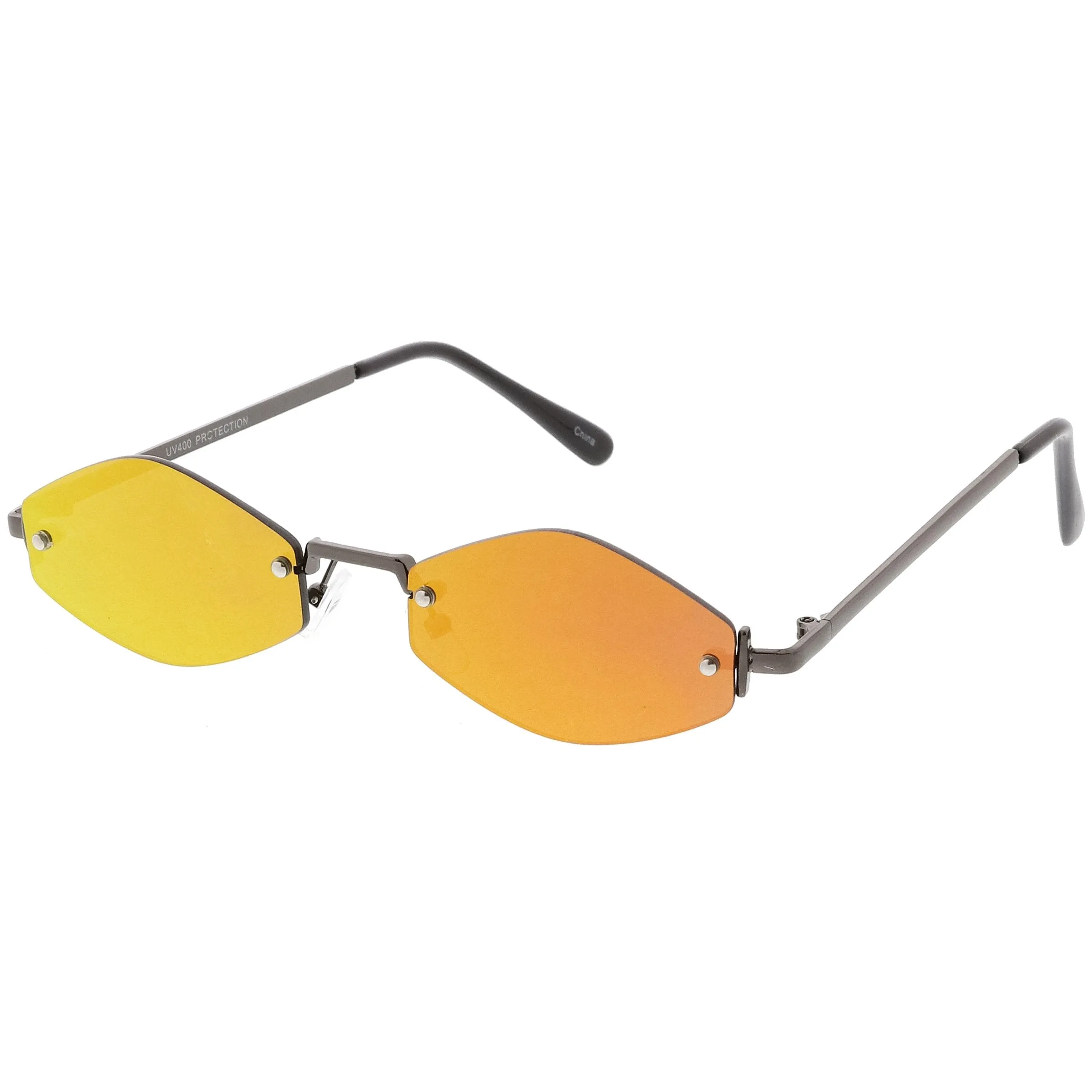 Retro 1990's Small Geometric Hexagon Mirrored Lens Sunglasses C592