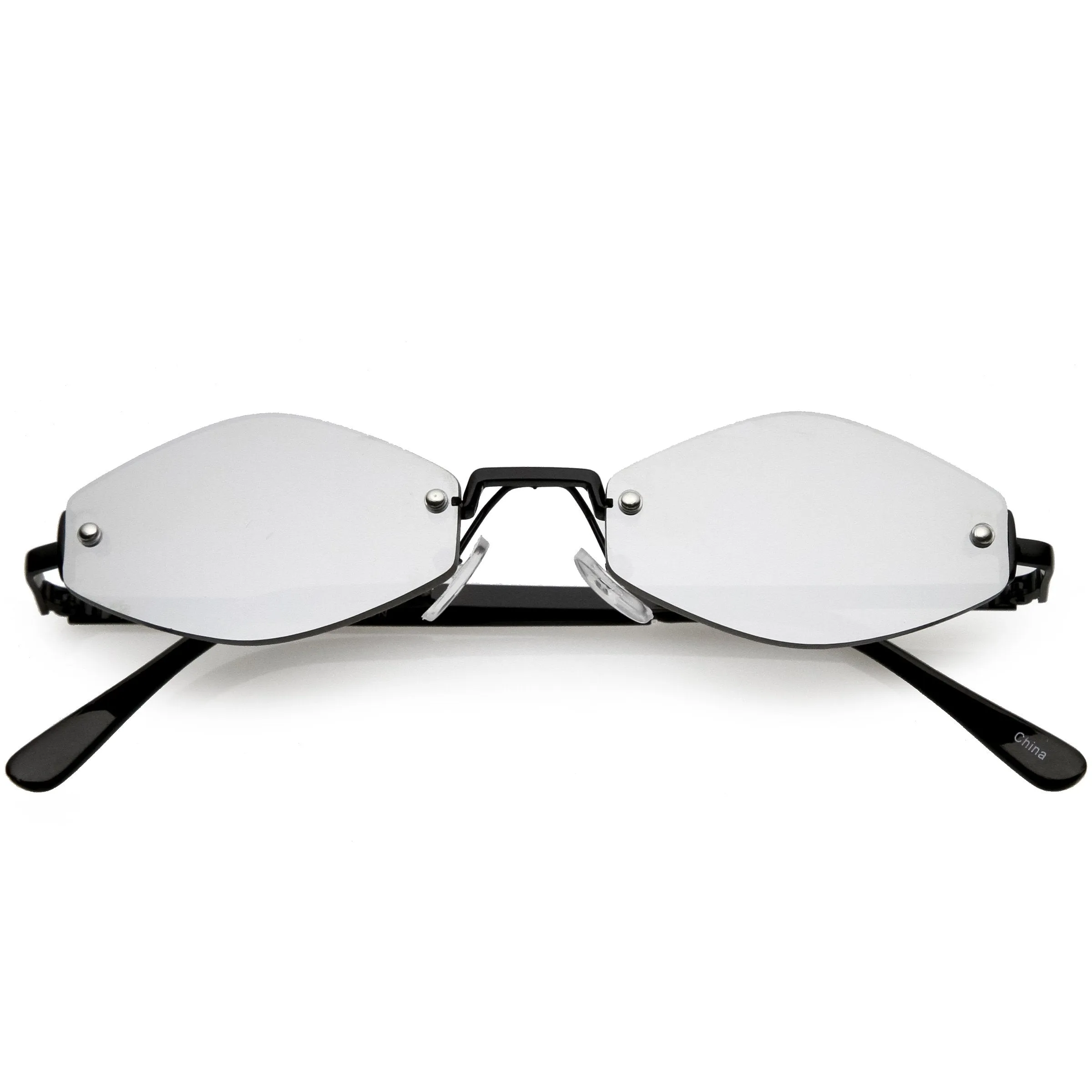 Retro 1990's Small Geometric Hexagon Mirrored Lens Sunglasses C592