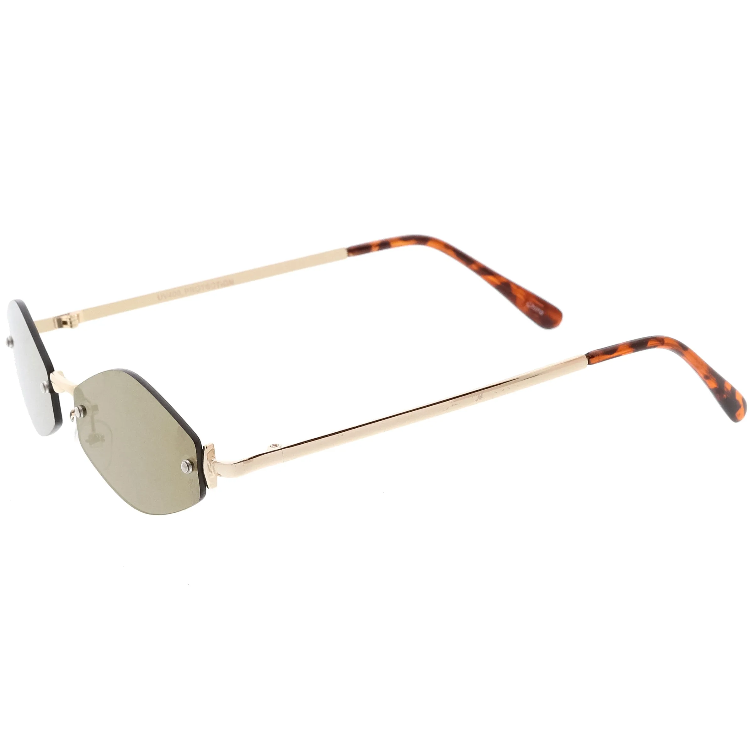 Retro 1990's Small Geometric Hexagon Mirrored Lens Sunglasses C592