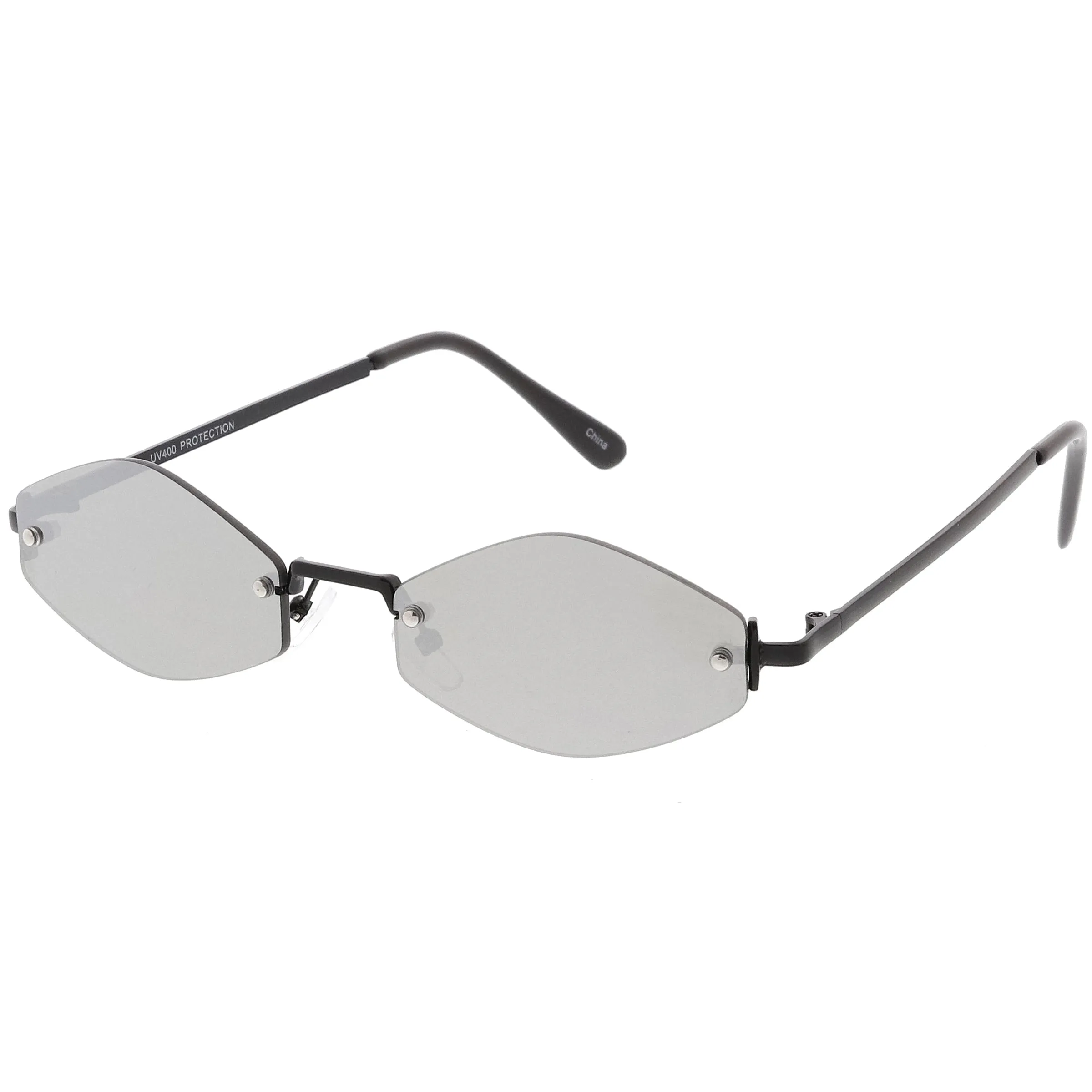 Retro 1990's Small Geometric Hexagon Mirrored Lens Sunglasses C592