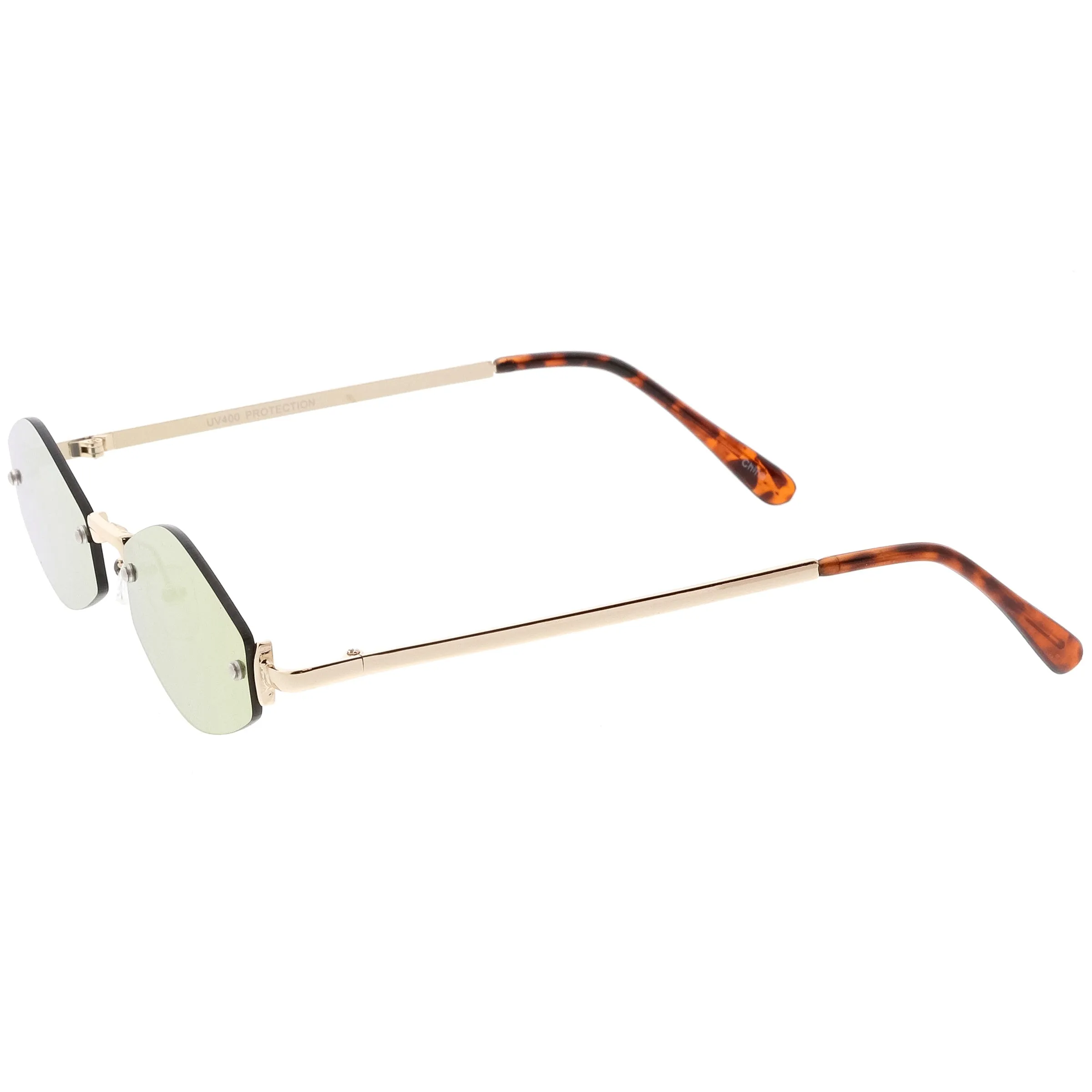 Retro 1990's Small Geometric Hexagon Mirrored Lens Sunglasses C592