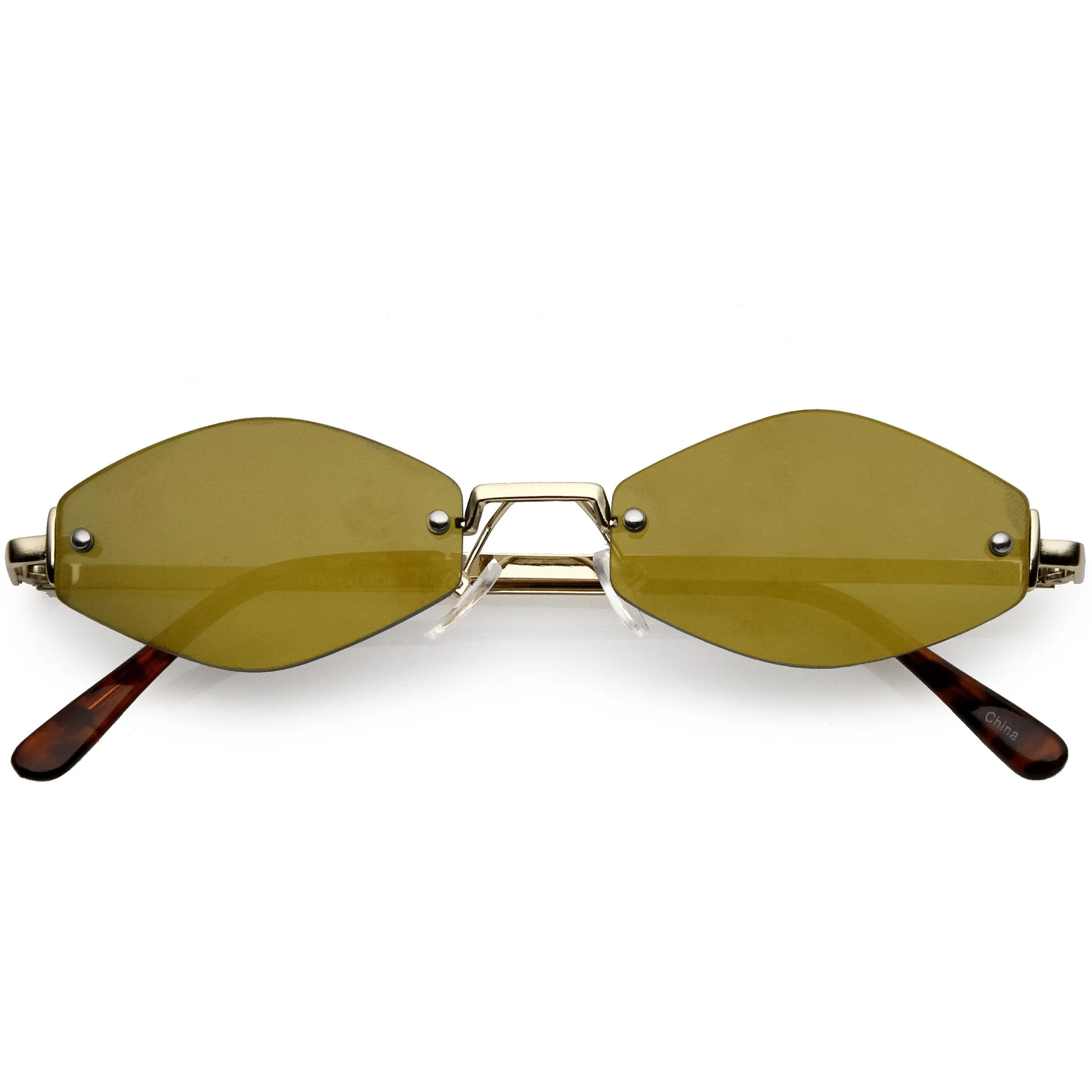 Retro 1990's Small Geometric Hexagon Mirrored Lens Sunglasses C592